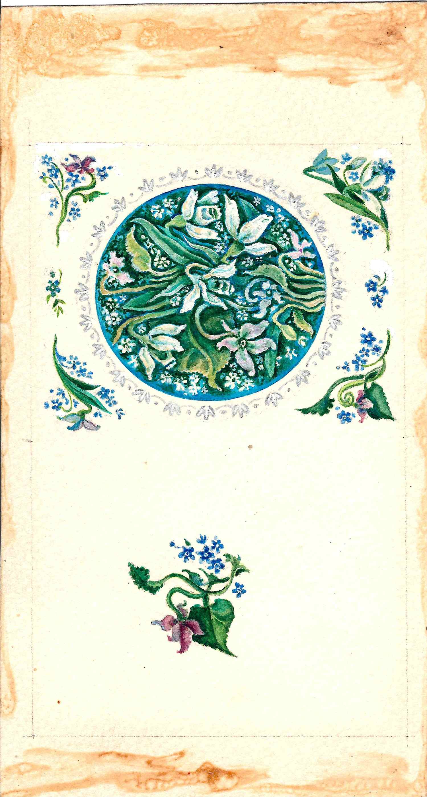 Аристакесова Стелла Леоновна. Оригинальный макет открытки «Цветы». 1980-е годы.