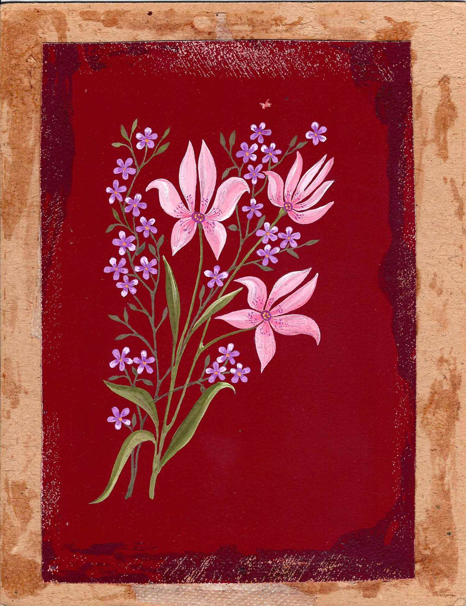 Галкина Н.М. Оригинальный макет открытки «Цветы». 1984.