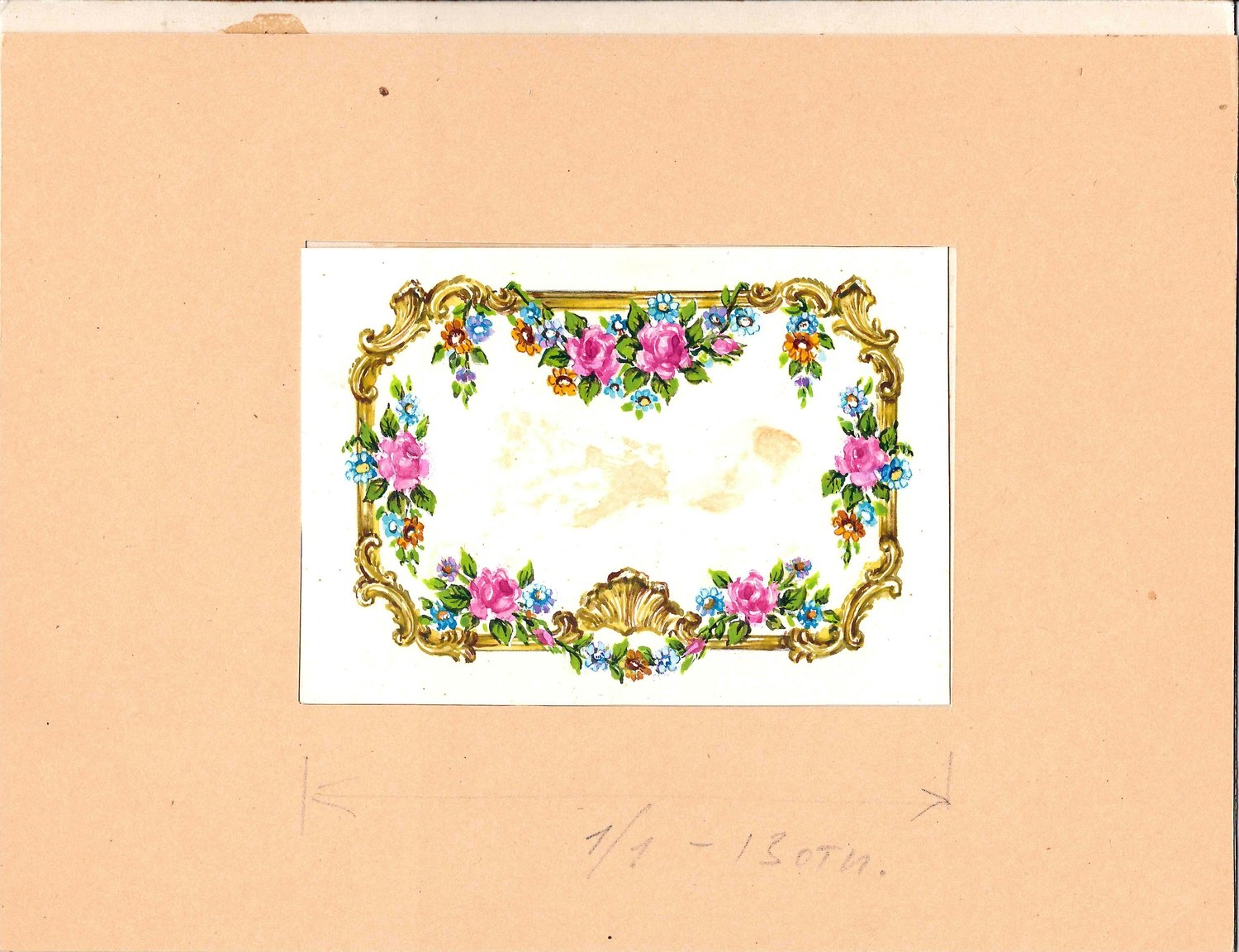 Болотовская А.Б. Оригинальный макет открытки «Цветы». 1980-е годы.