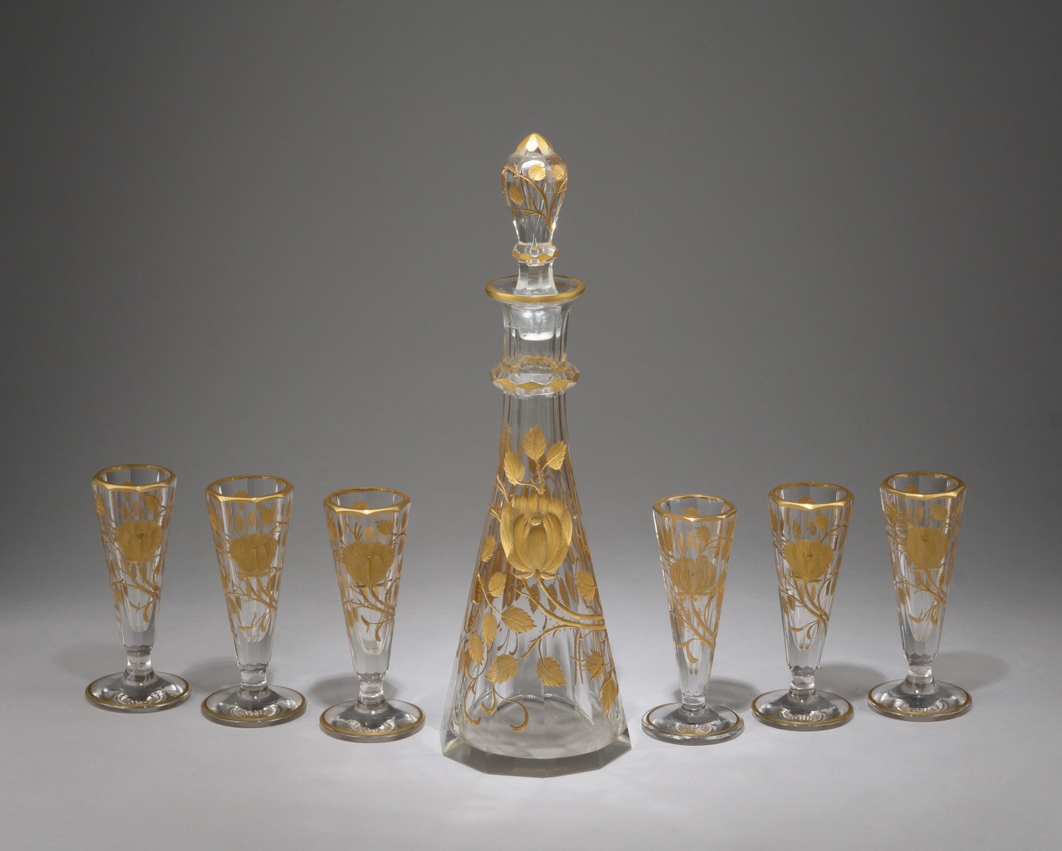 Ликерный набор на шесть персон. Богемия, фирма Moser, начало XX век.