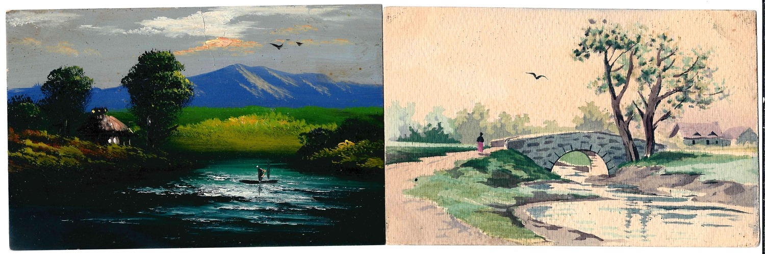 3 открытки «Пейзажи» (в том числе рисованные). Нач. XX века.