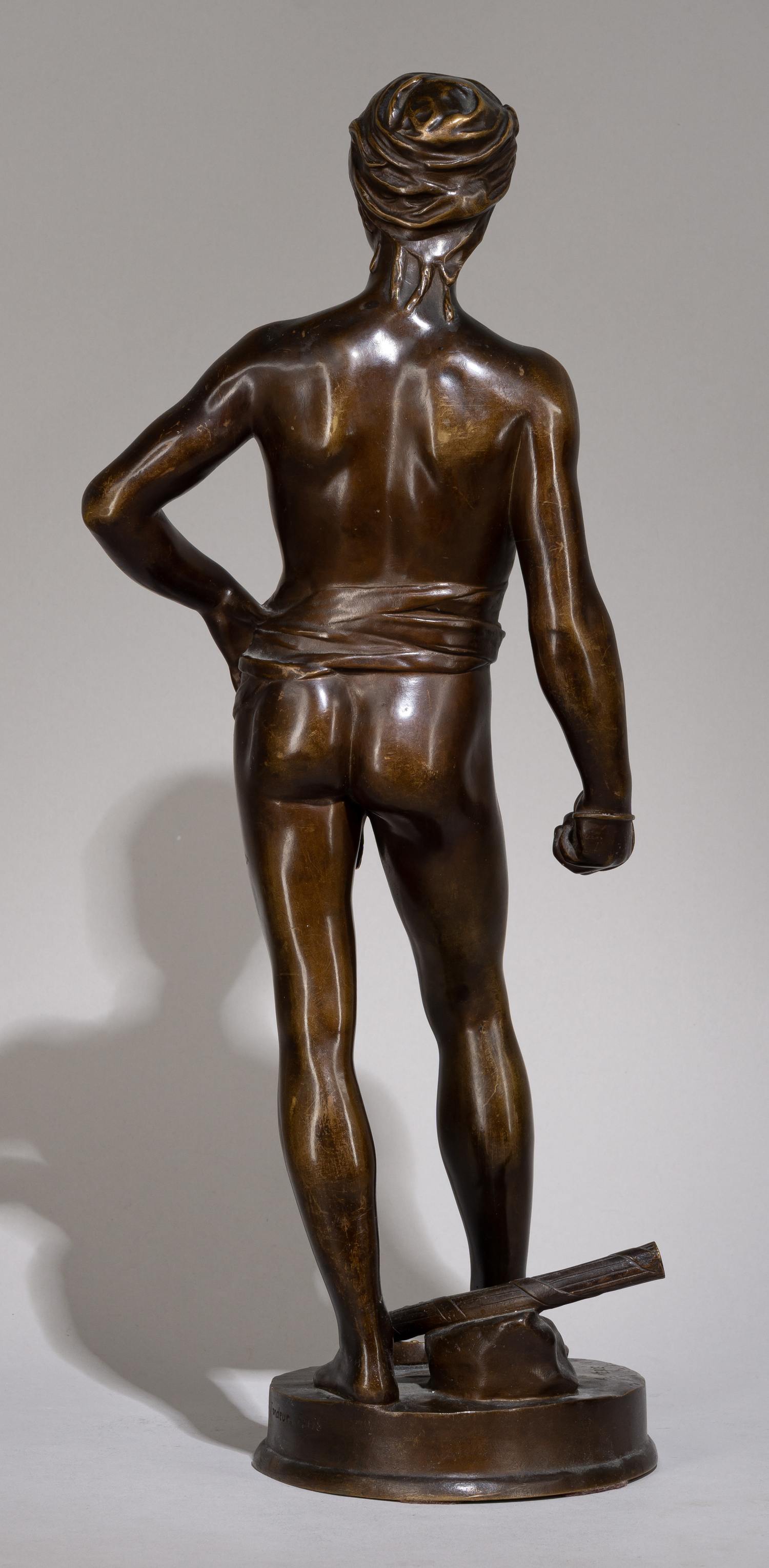 (Мерсье. Барбедьен) Скульптура «Давид перед битвой».<br>Франция, Париж,  скульптор Мариус Жан Антонин Мерсье (модель  около 1889 года), отливка - Фердинанд Барбедьен,  1890-ые годы.
