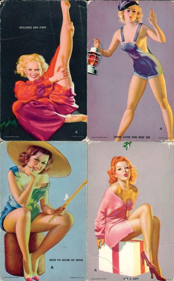 7 карточек (без оборотной стороны) в стиле пинап. США, 1950-е годы.
