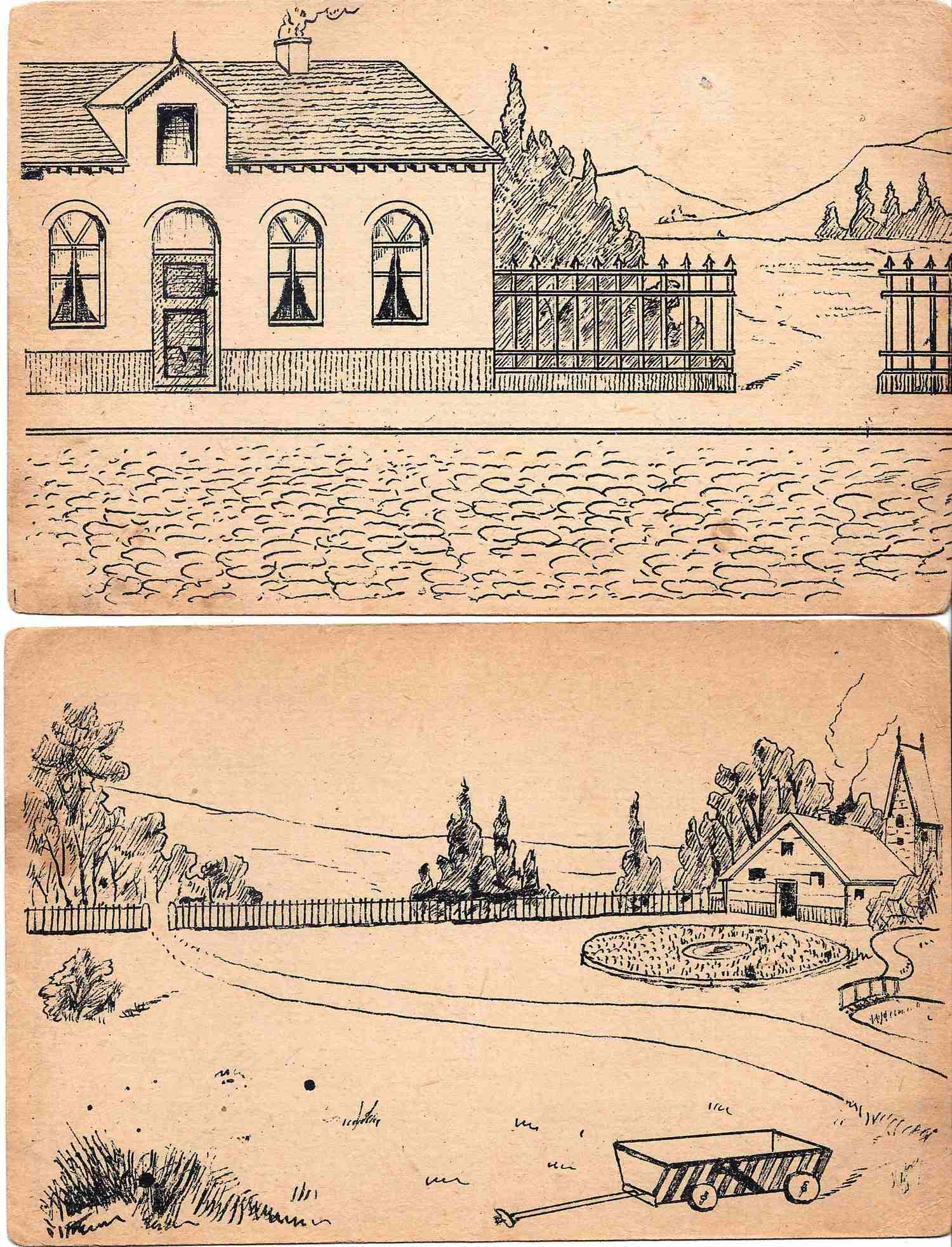 2 открытки «Пейзажные зарисовки». Издание К.Я. Магалифа (Ленинград), 1920-е годы.