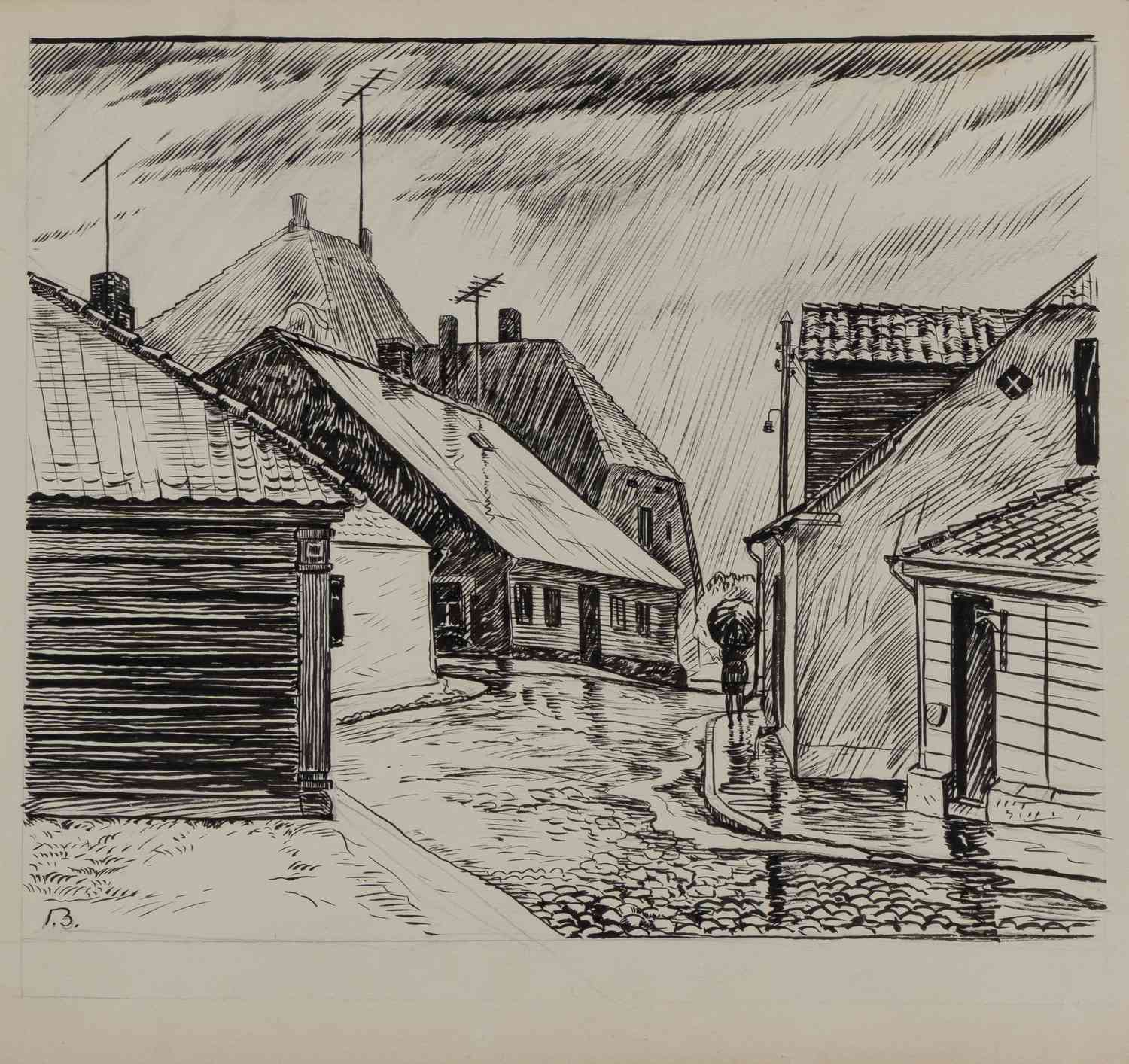 Загрядский Геннадий Тимофеевич. <br>Дождливый день в деревне. 1970-е–1980-е годы.