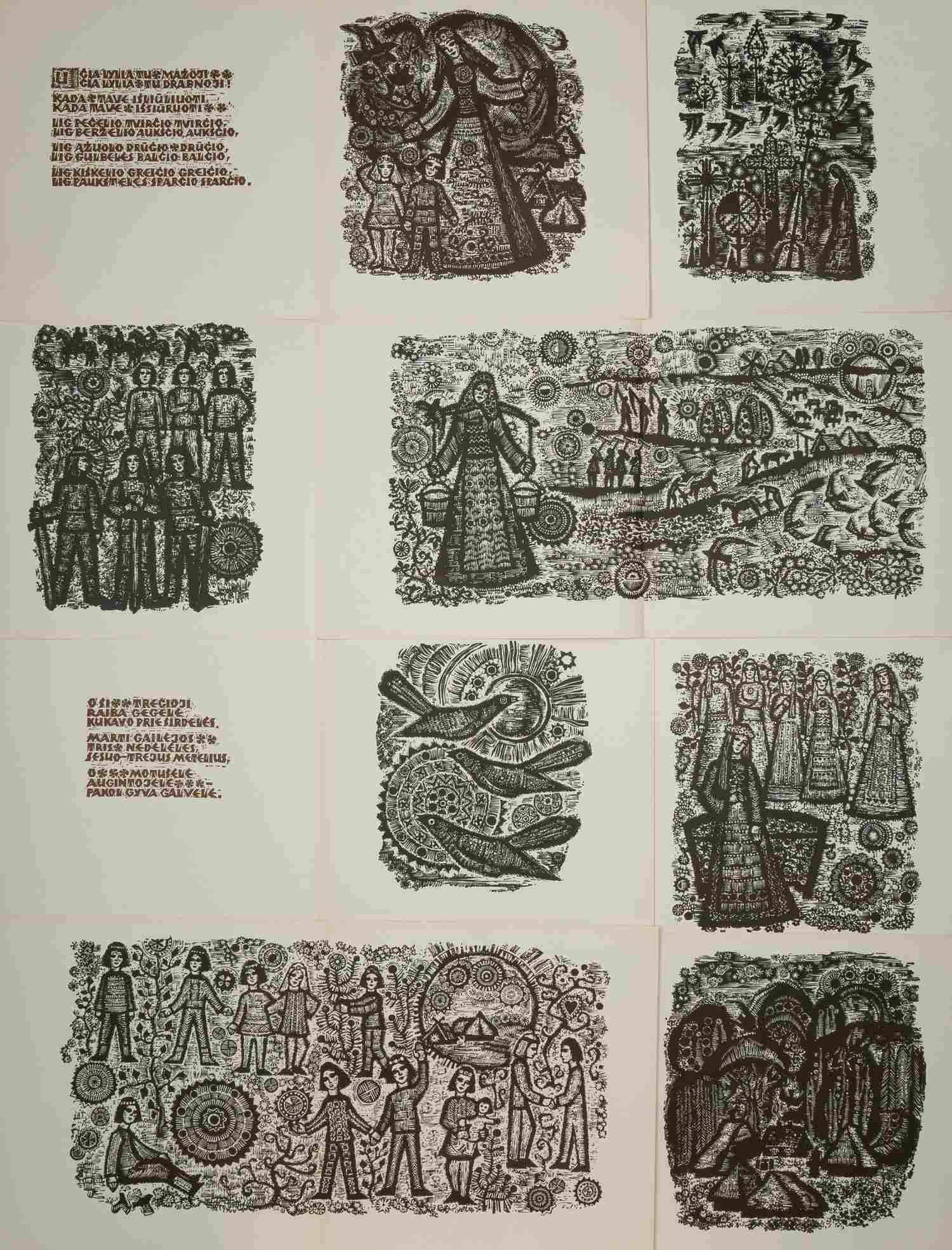 Лабутите Ева. «О матушка моя...». 1968. Альбом с 8 гравюрами. Вильнюс. 1975. (Издательство «Вага», Вильнюс).