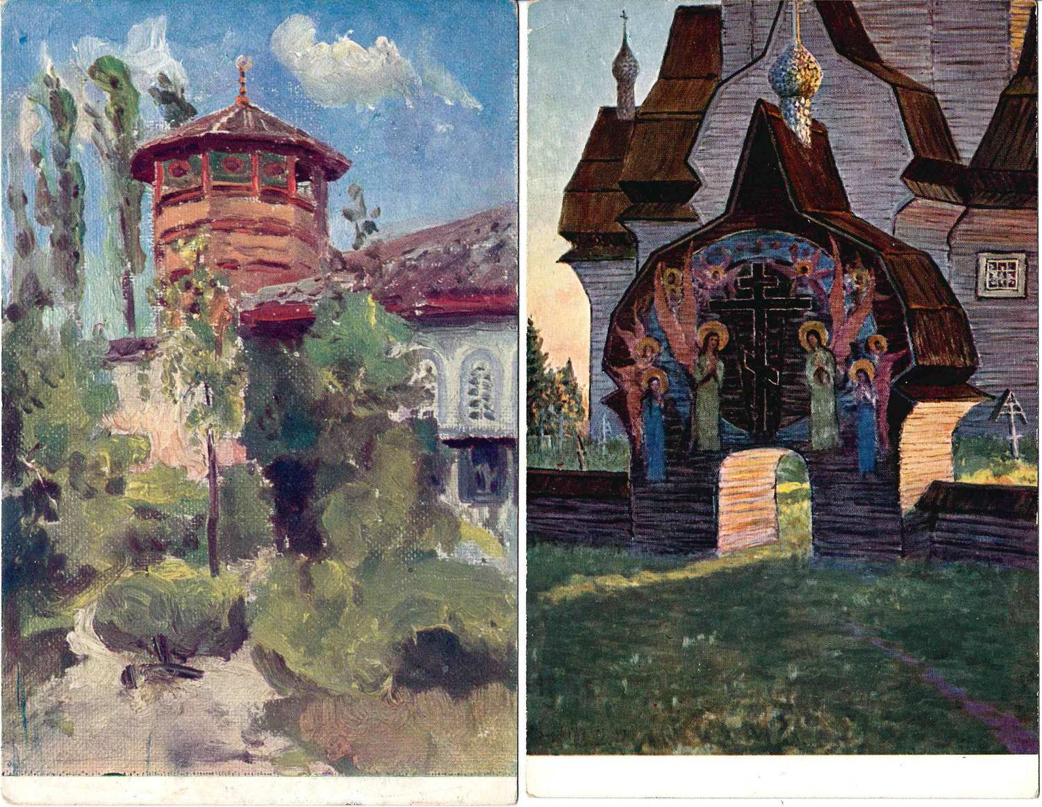 12 художественных открыток «Русские типы и пейзажи». Начало XX века.