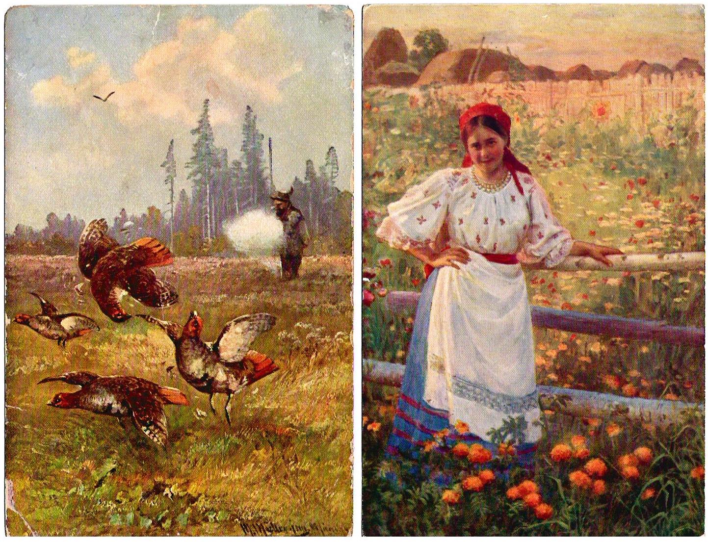 5 открыток «Типы». Россия, Западная Европа, начало XX века.