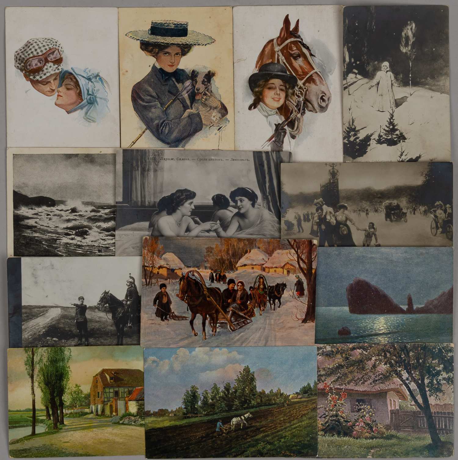 13 открыток «Образы женщин», «Искусство». Россия, СССР, Зап. Европа, 1900-е - 1920-е годы.