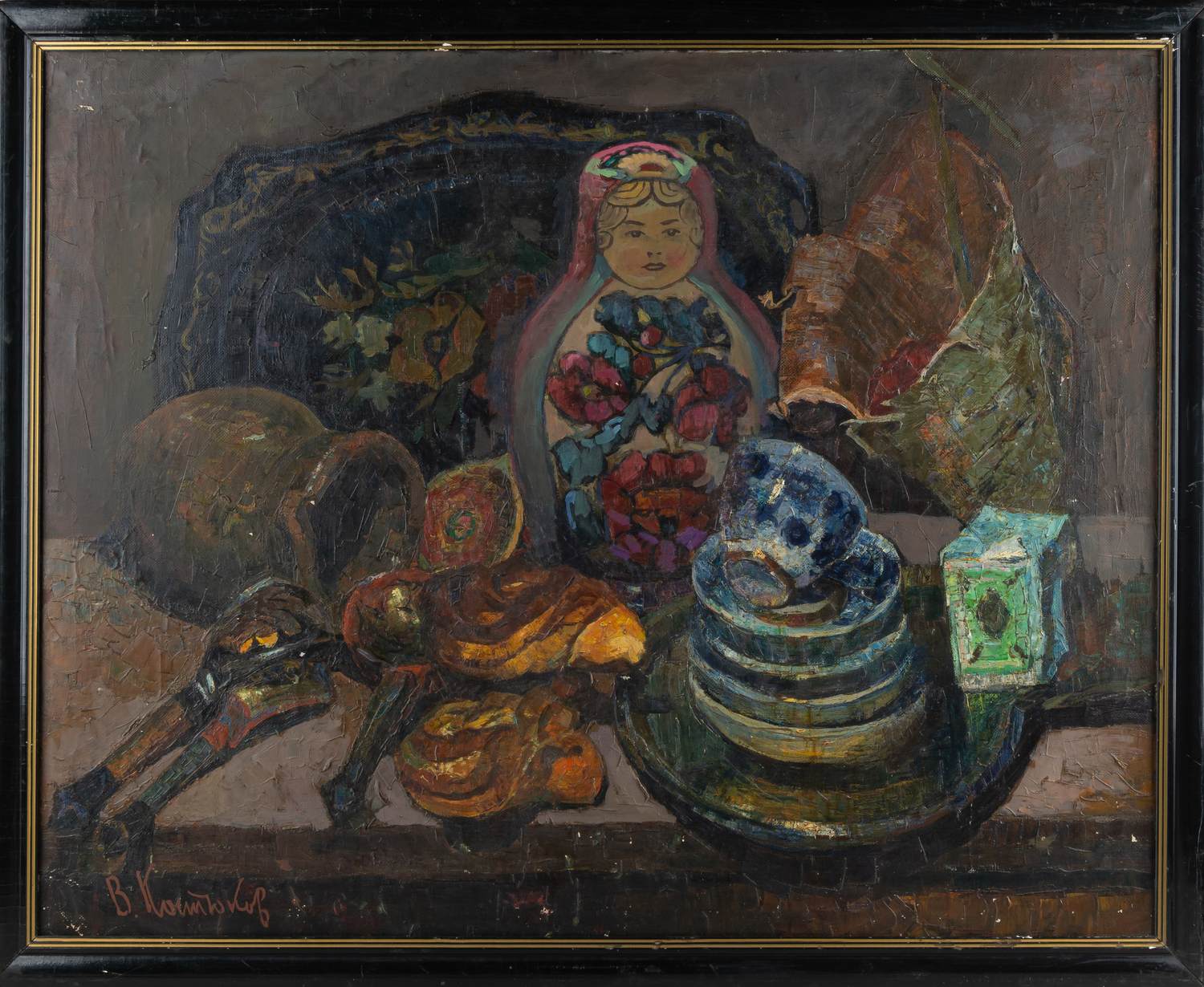 Костюков Валерий Иванович.<br>Натюрморт с матрешкой. 1978.