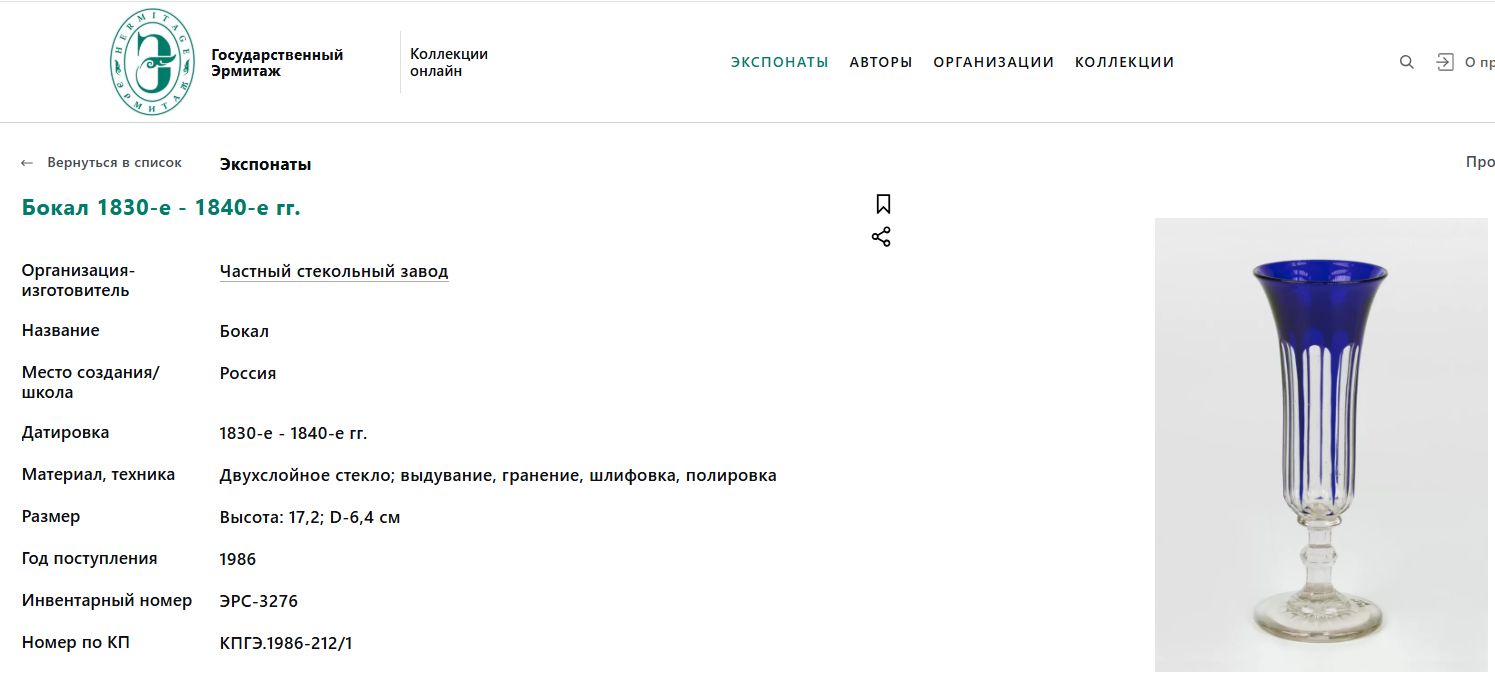 Стакан с «готическими» шлифовками.<br>Россия, Императорский или Николо-Бахметевский стеклянный завод, вторая четверть XIX века.