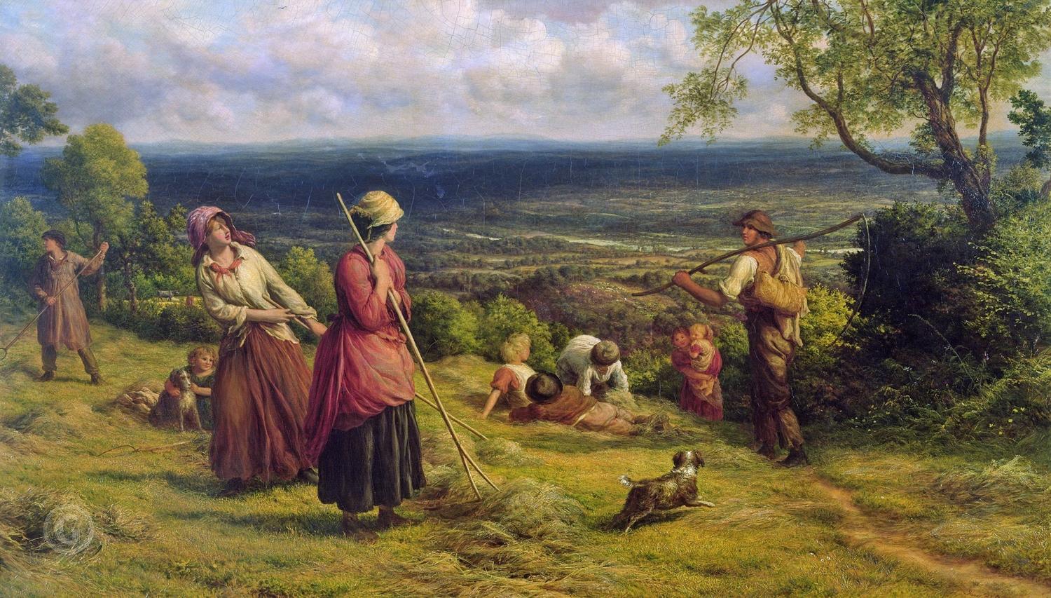(Кузнецов) «Сенокосцы» Большая ваза.<br>Россия, Завод М.С. Кузнецова Песоченский, конец XIX – начало XX века.
