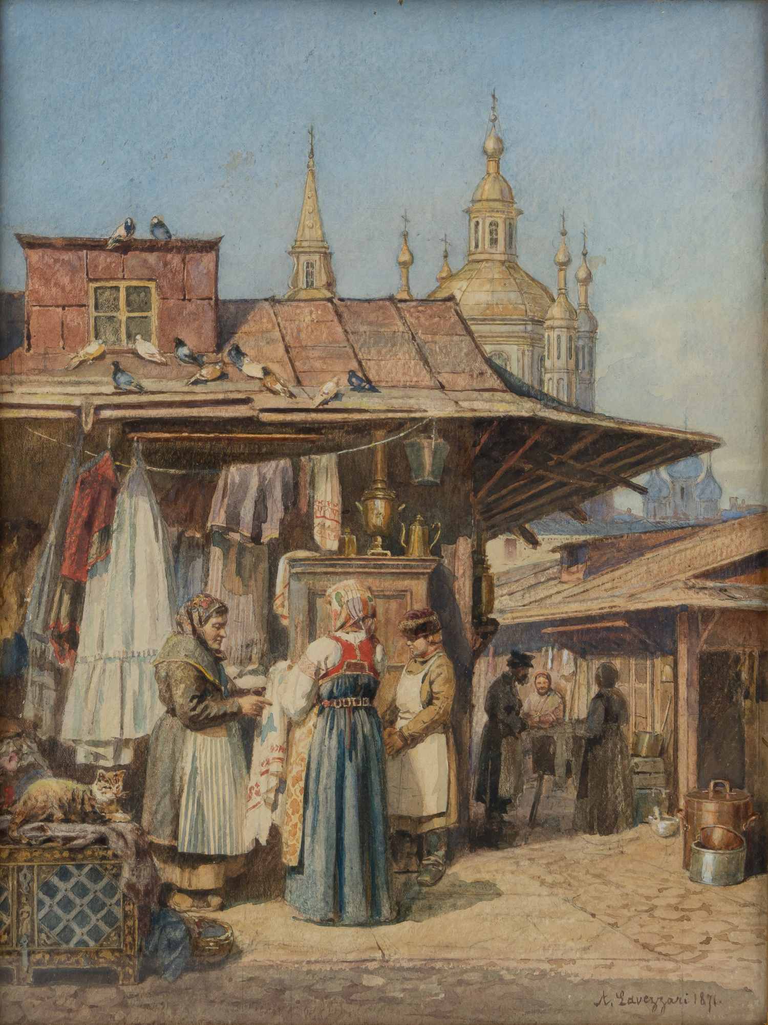 Лавеццари Андрей Карлович.<br>На базаре. 1871.