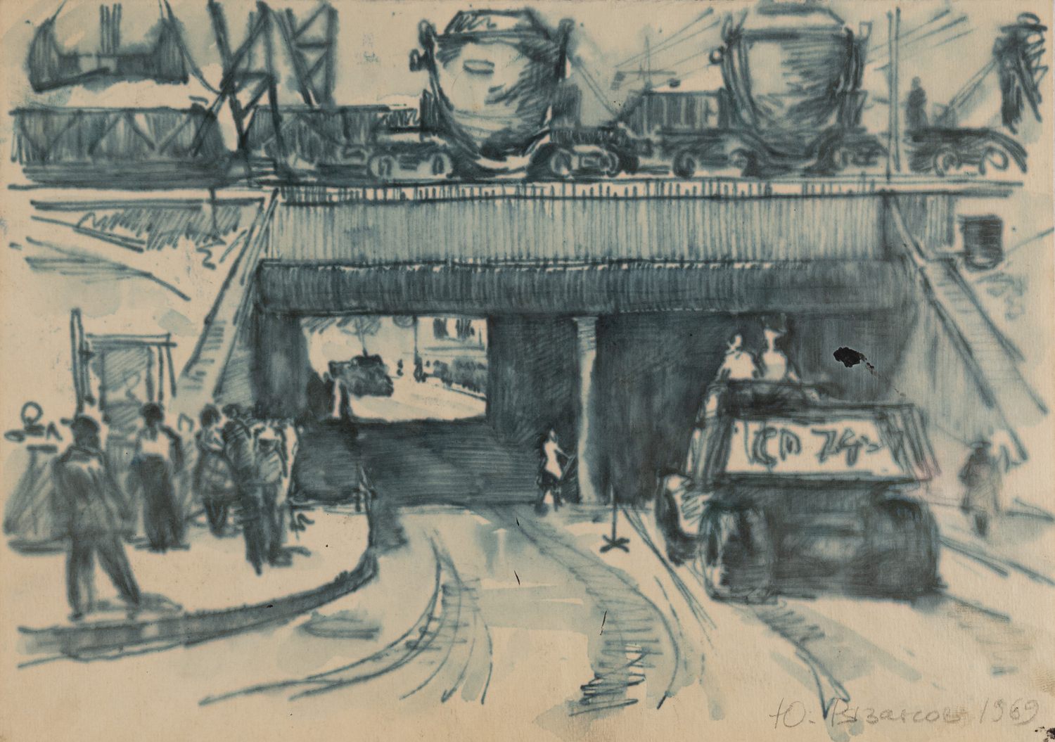 Рязанов Юрий Филиппович.<br>Рабочее утро. 1969.