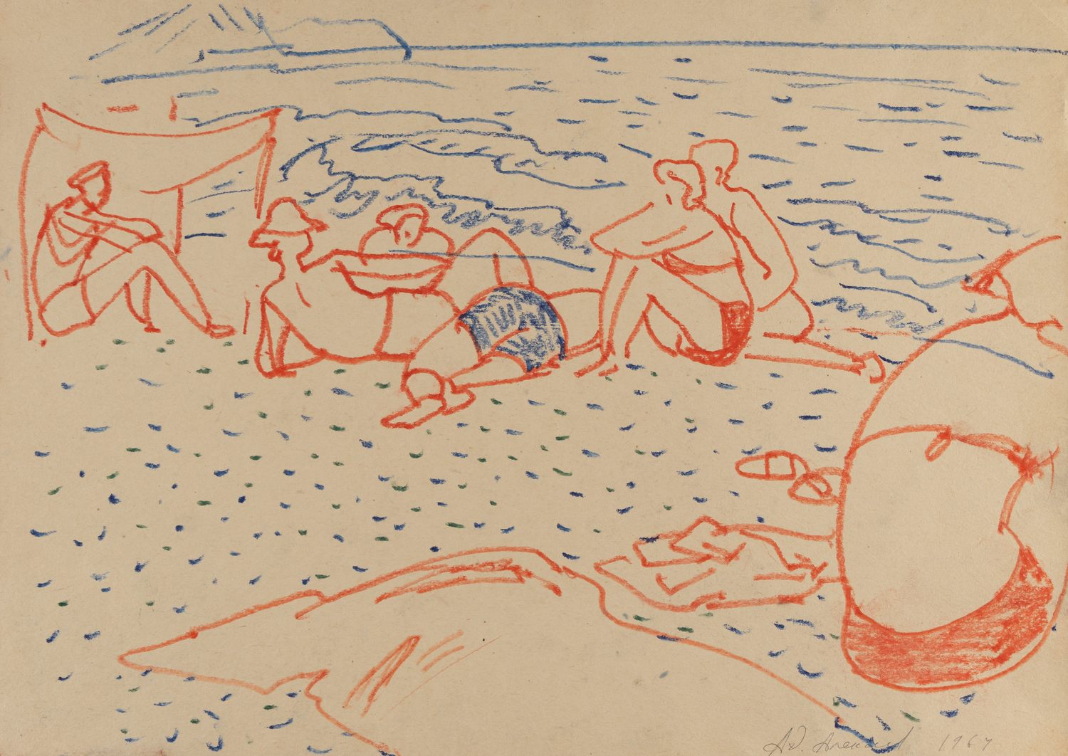 Алексеев Адольф Евгеньевич. <br>Пляж. Черное море. 1964.