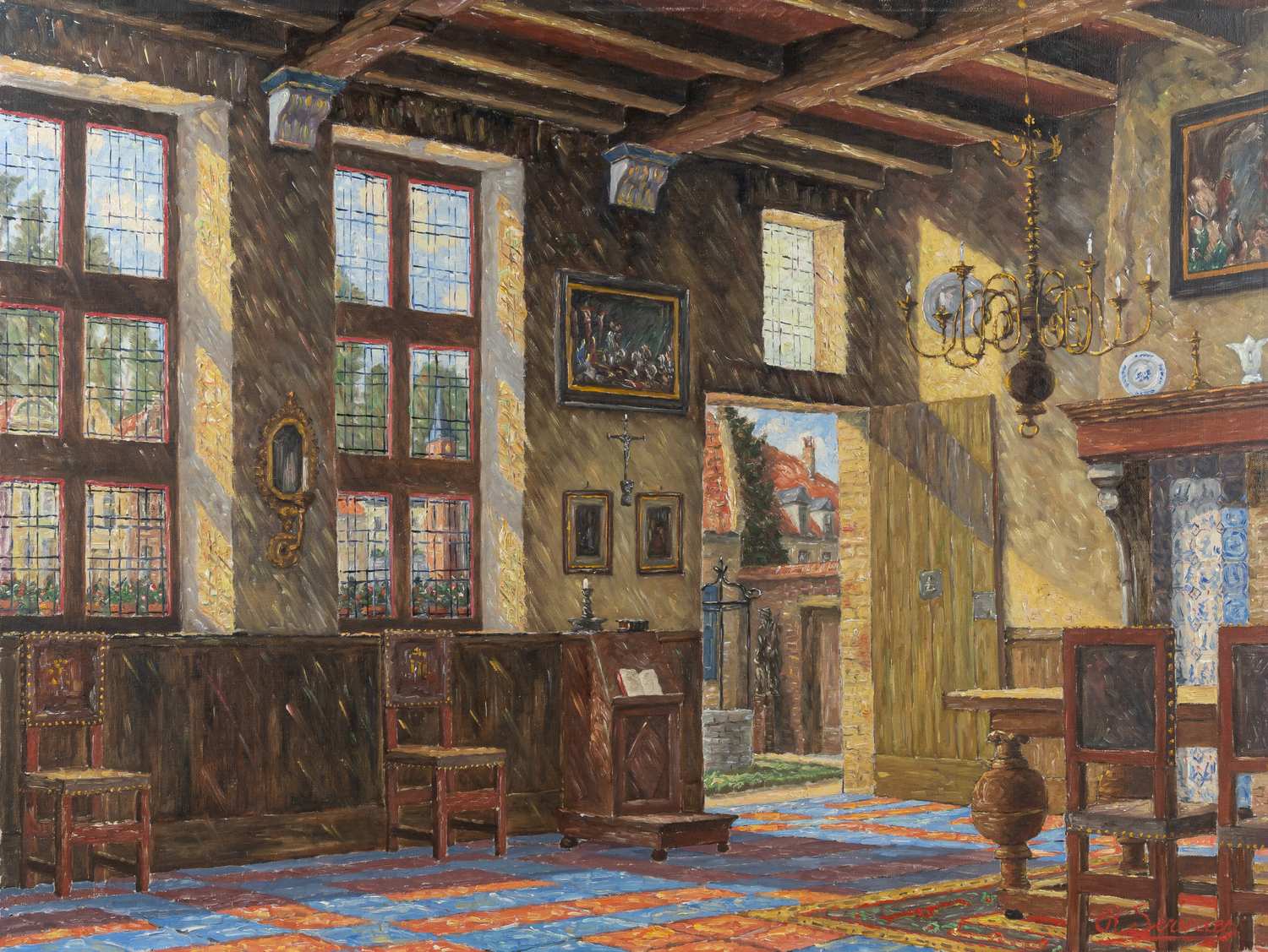 Серваес Рене (Servaes Rene).<br>Старинный интерьер. Интерьер старинного дома. Парные работы. Бельгия. Последняя четверть XX века.
