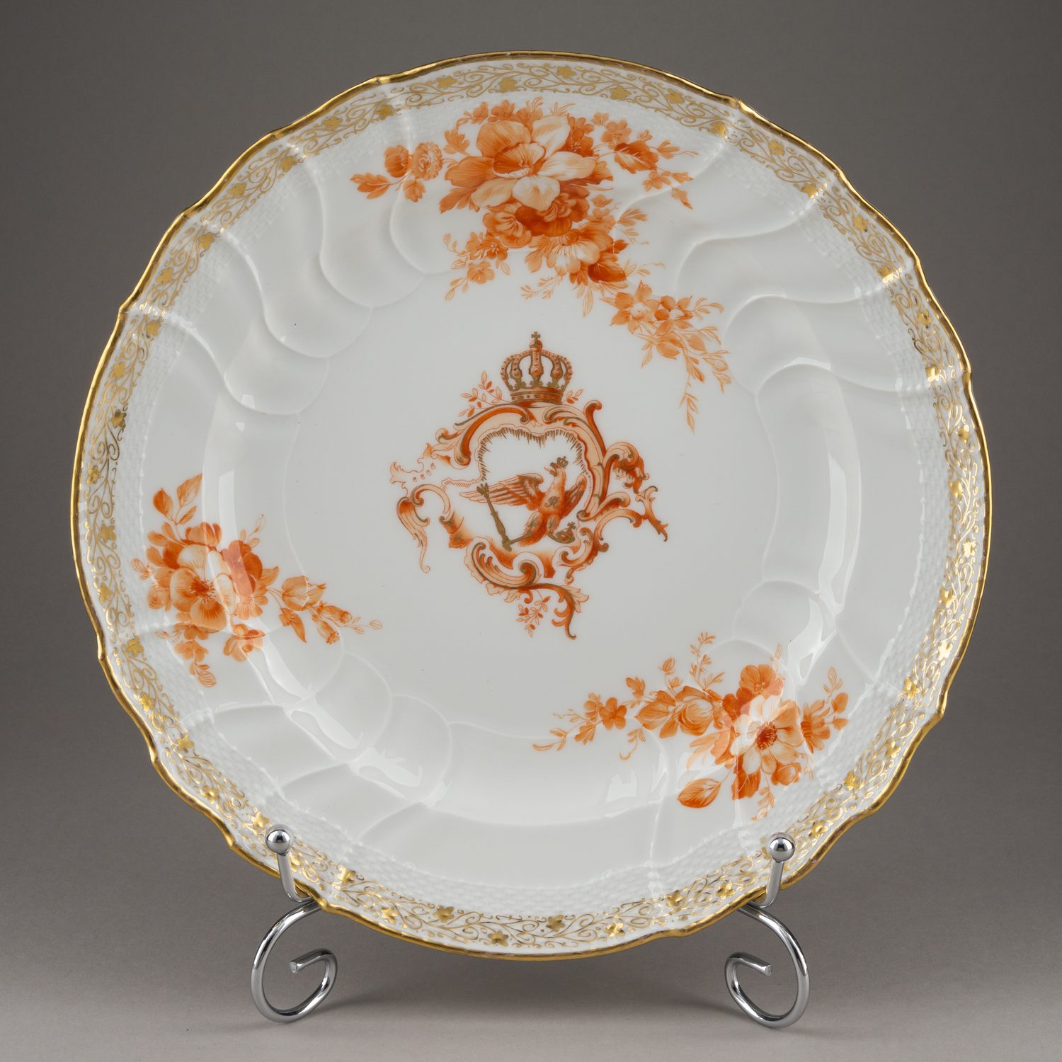 (КПМ) Тарелка из «Великого прусского сервиза» императора Вильгельма II. Германия, Берлин, Королевская фарфоровая мануфактура KPM, 1909.