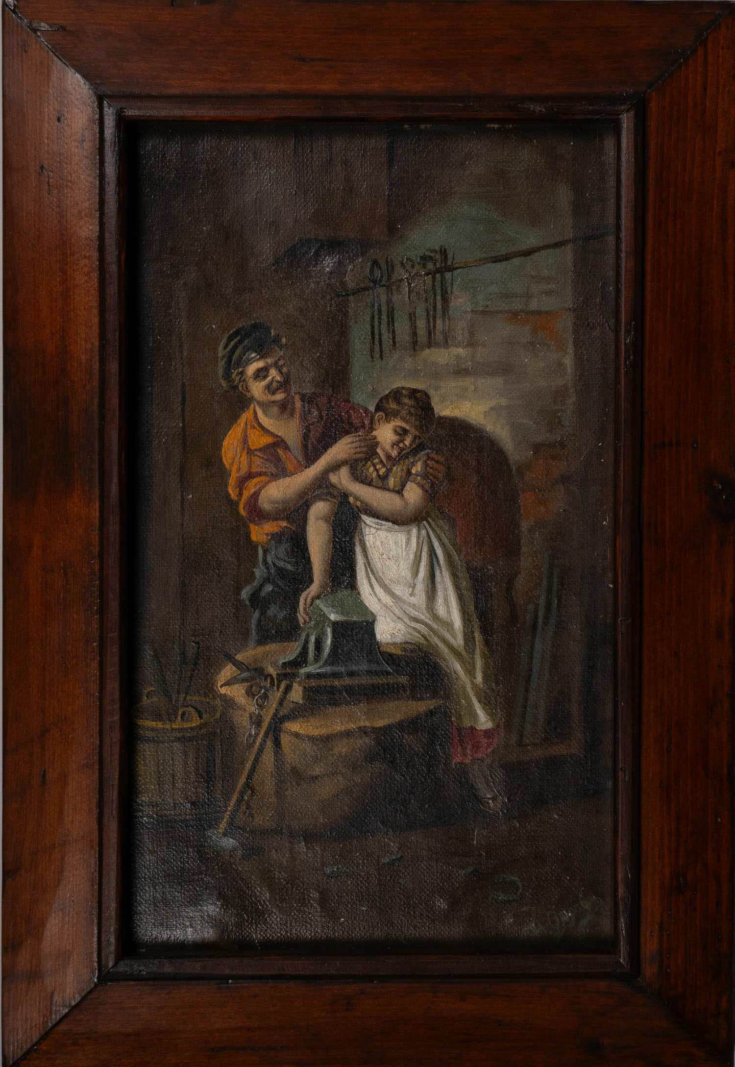 Неизвестный художник (Н. Орлов по подписи). Копия с картины Хьюго Коченрайтера.
У кузнеца. 1928.