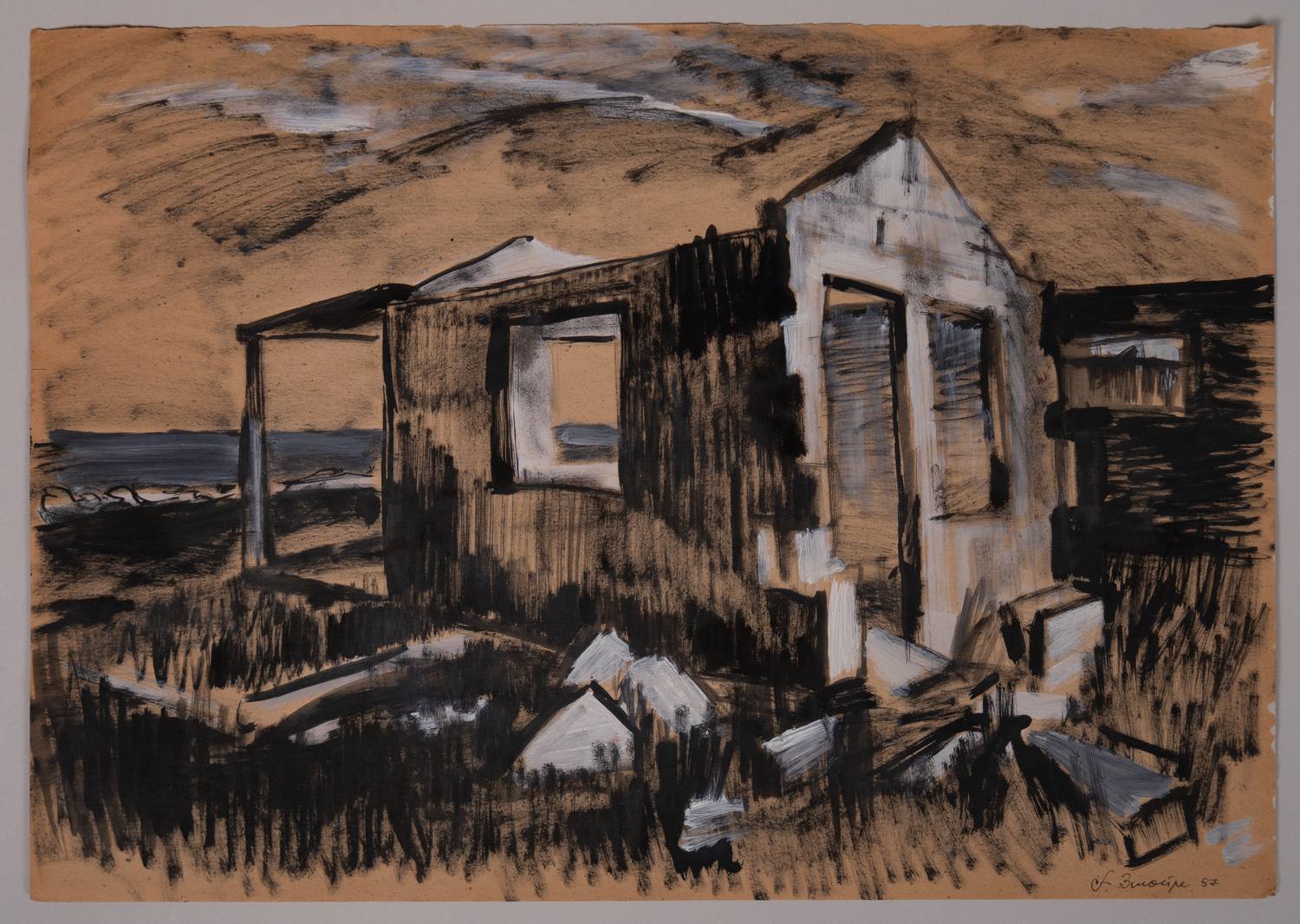 Неизвестный художник (А. Змойре. по подписи).<br>Заброшенный дом. 1987.