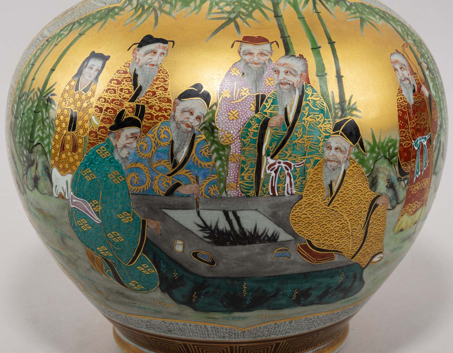 Ваза «Семь мудрецов в бамбуковой роще». 
Япония, мастерские Кутани, мастер Чикурю, 1868-1912 (период Мэйдзи).