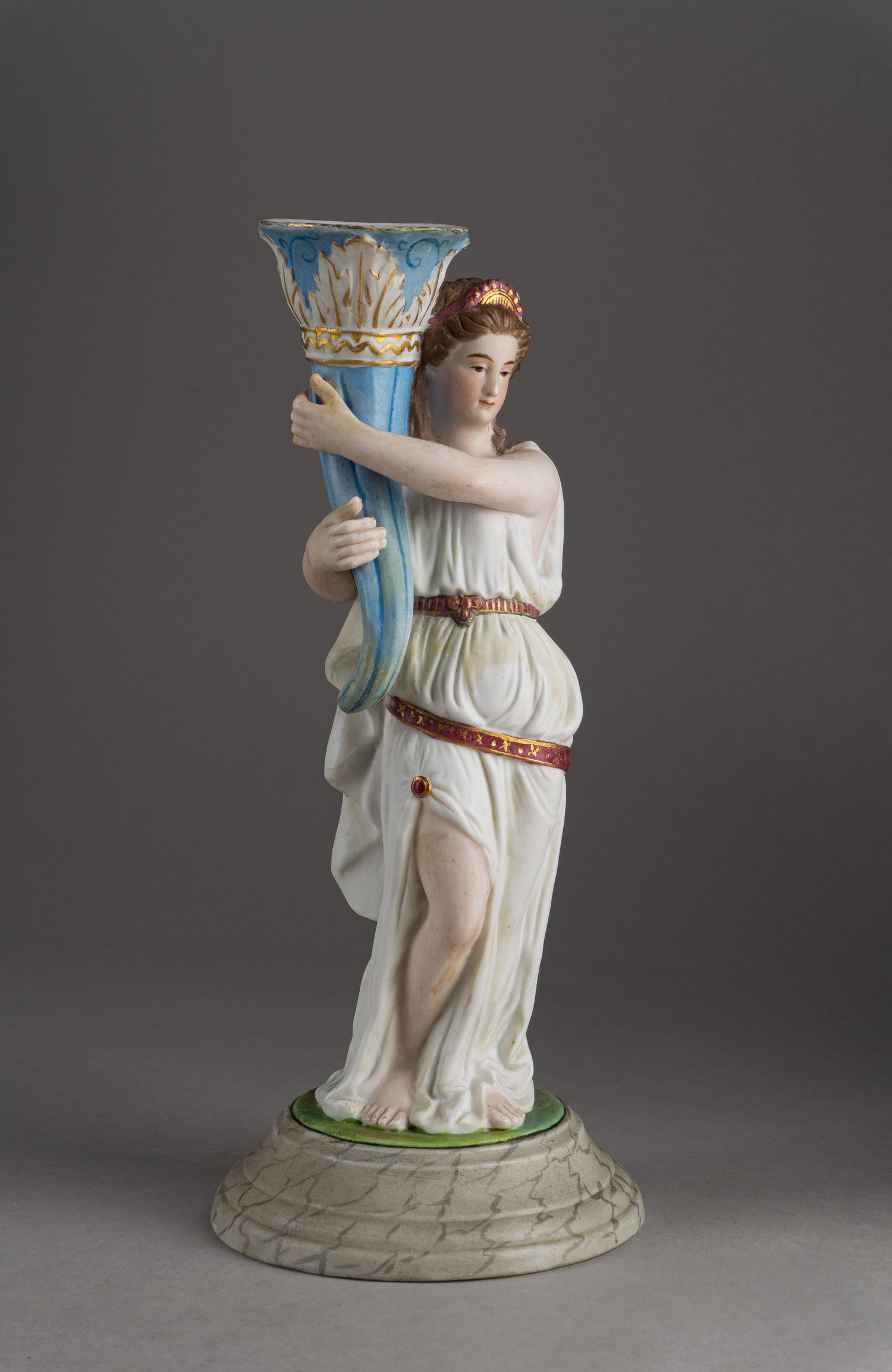 (Гарднер) Подсвечник «Фортуна  с рогом изобилия». Россия, Вербилки, Завод Гарднера, 1880 - 1890-е годы.