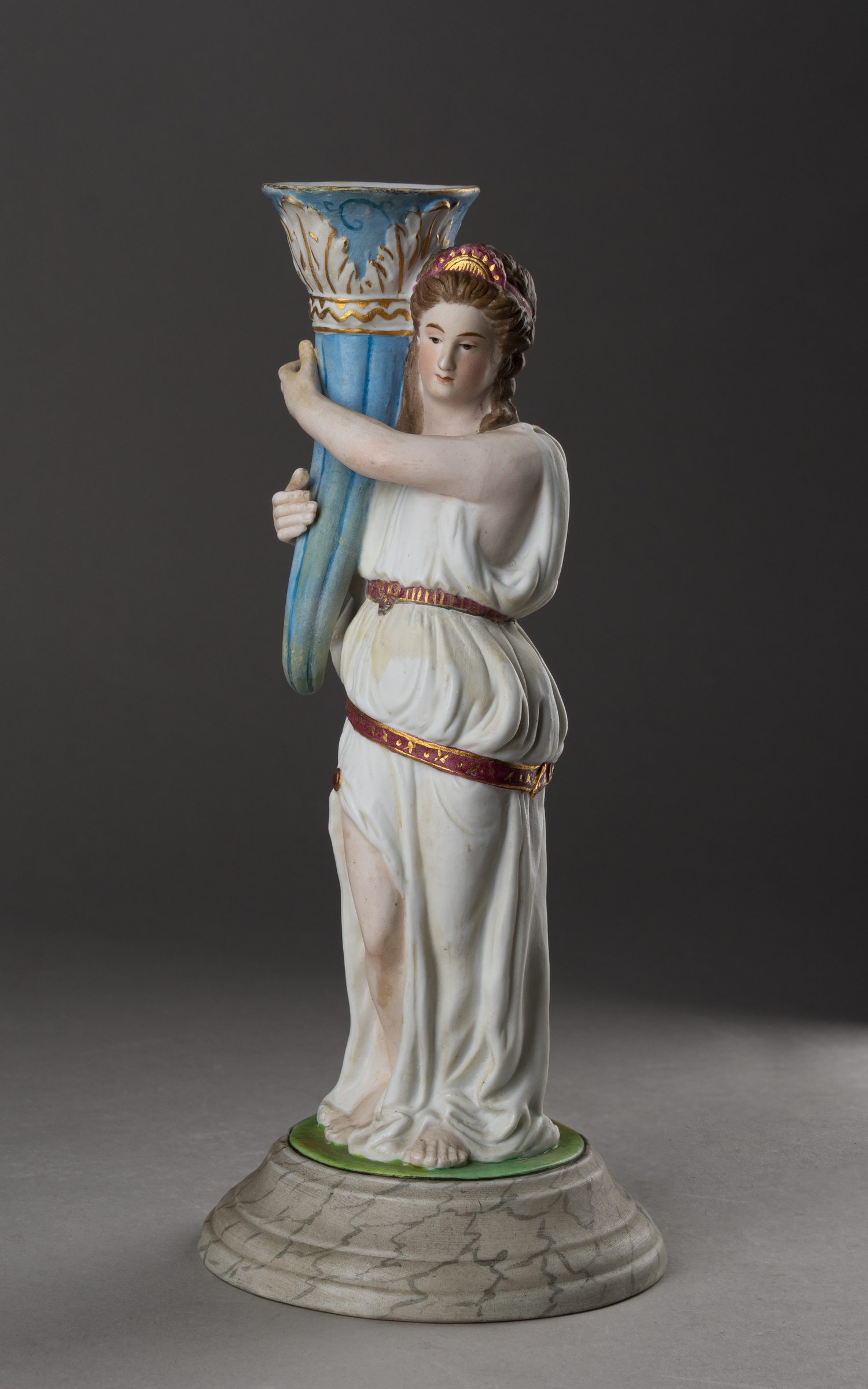 (Гарднер) Подсвечник «Фортуна  с рогом изобилия». Россия, Вербилки, Завод Гарднера, 1880 - 1890-е годы.