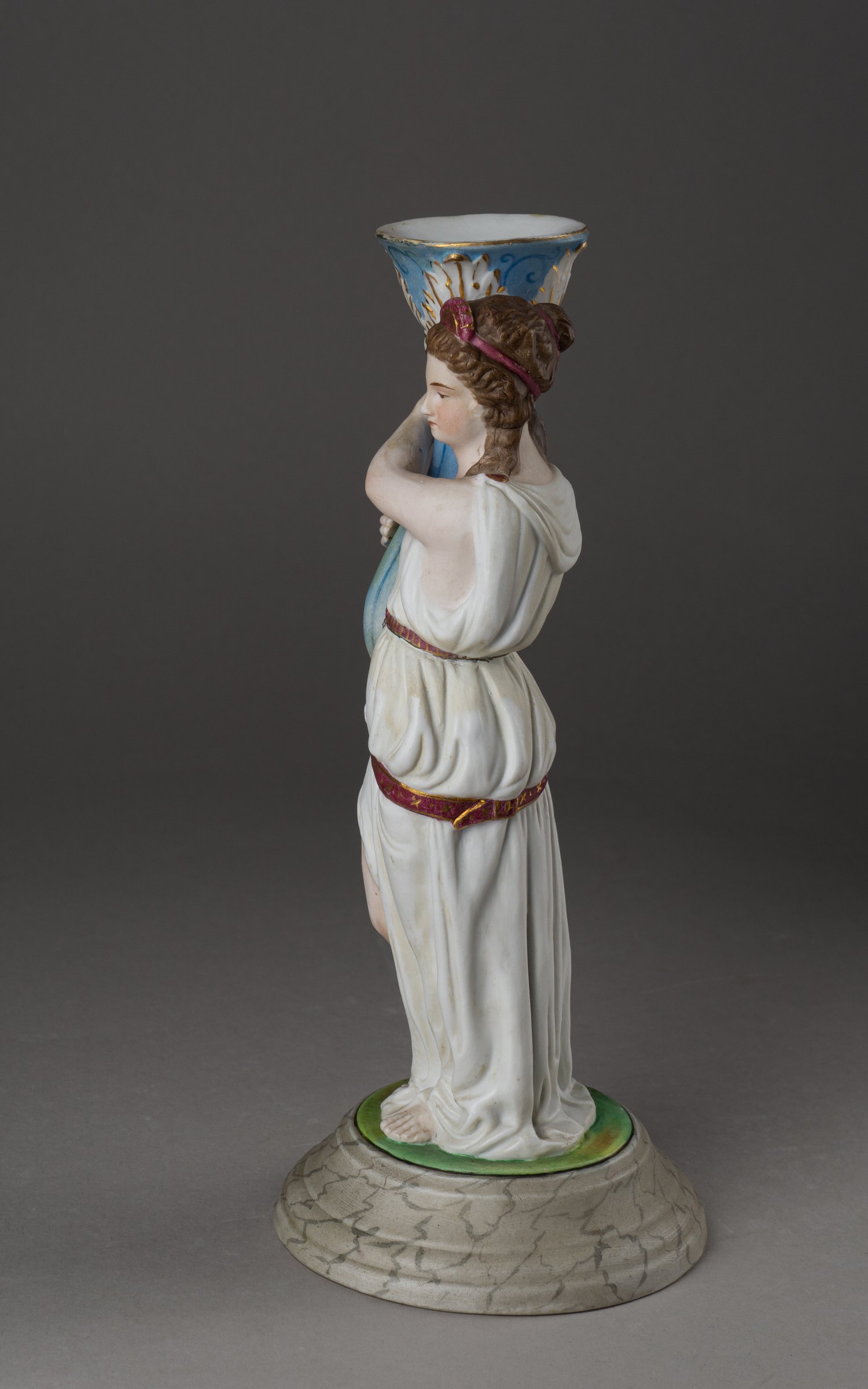 (Гарднер) Подсвечник «Фортуна  с рогом изобилия». Россия, Вербилки, Завод Гарднера, 1880 - 1890-е годы.