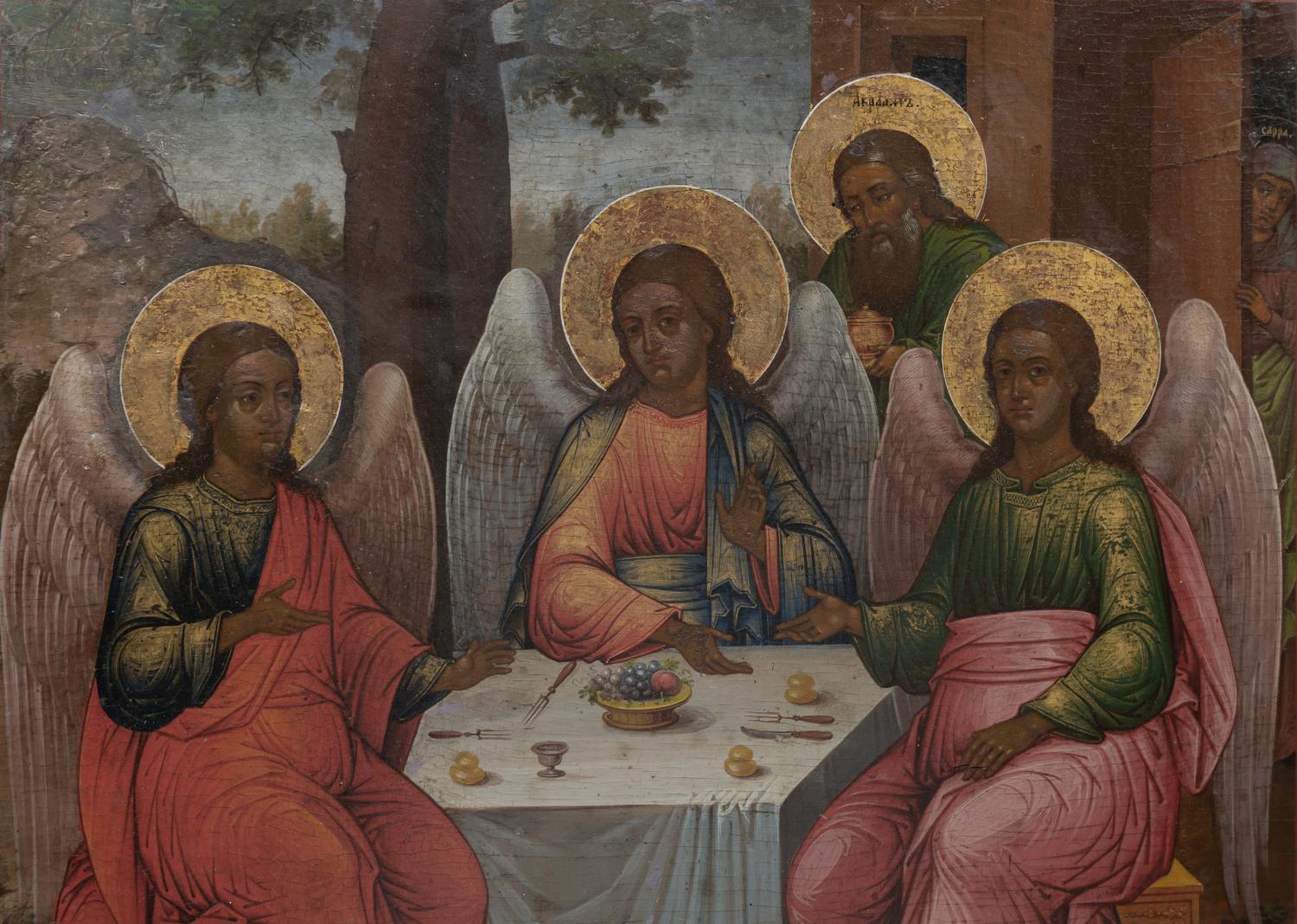 Икона «Святая Троица Ветхозаветная» («Гостеприимство Авраама»).
Россия, первая половина XIX в