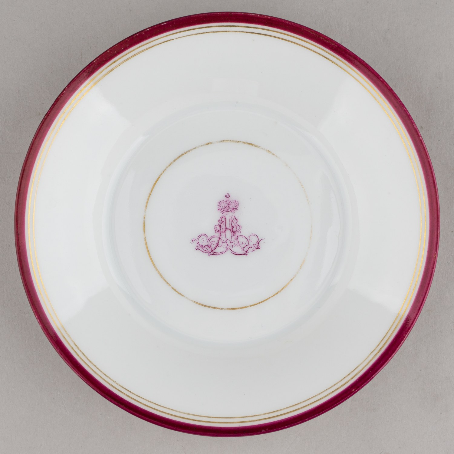 (ИФЗ) Чашка с блюдцем из сервиза великого князя Александра Александровича.  Будущий император Александр III. Императорский фарфоровый завод, 1910, 1915.