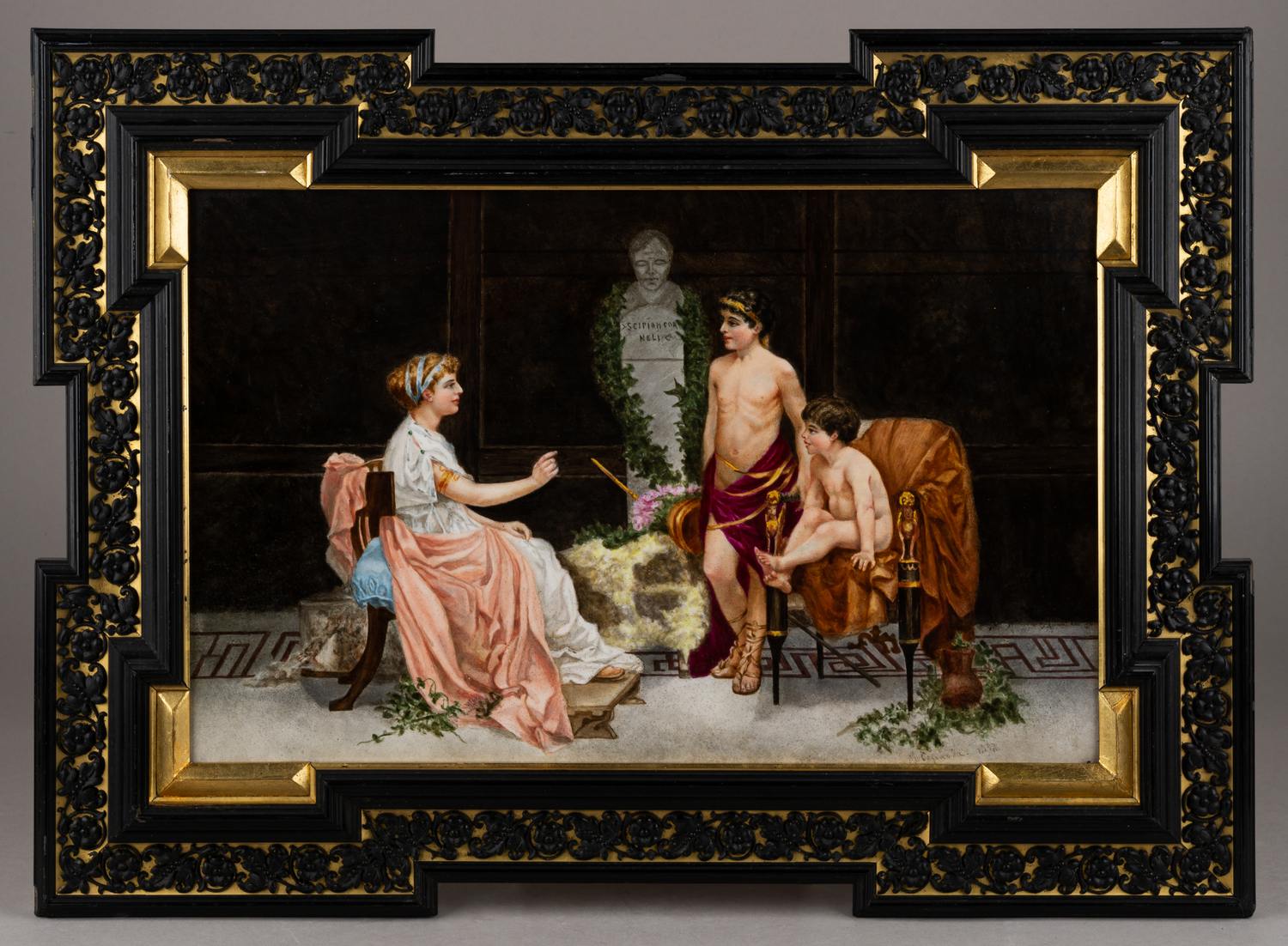 (С экспертизой) Пласт «Корнелия с сыновьями Тиберием и Гаем Гракхом» . 
Россия, художник М. Соколов, 1890-е гг.