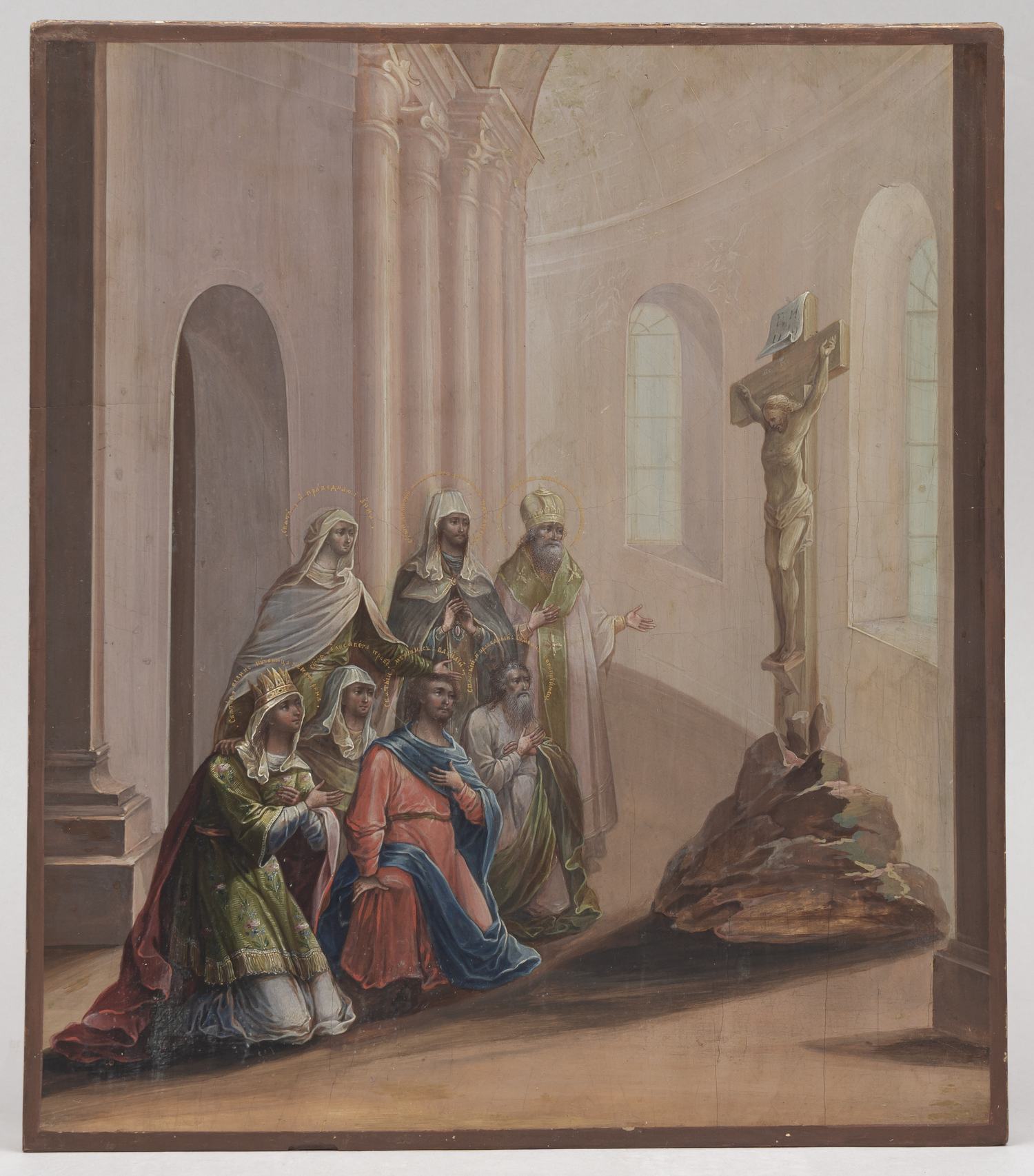 Икона «Избранные Святые перед распятием».
Санкт-Петербург, начало XIX в.