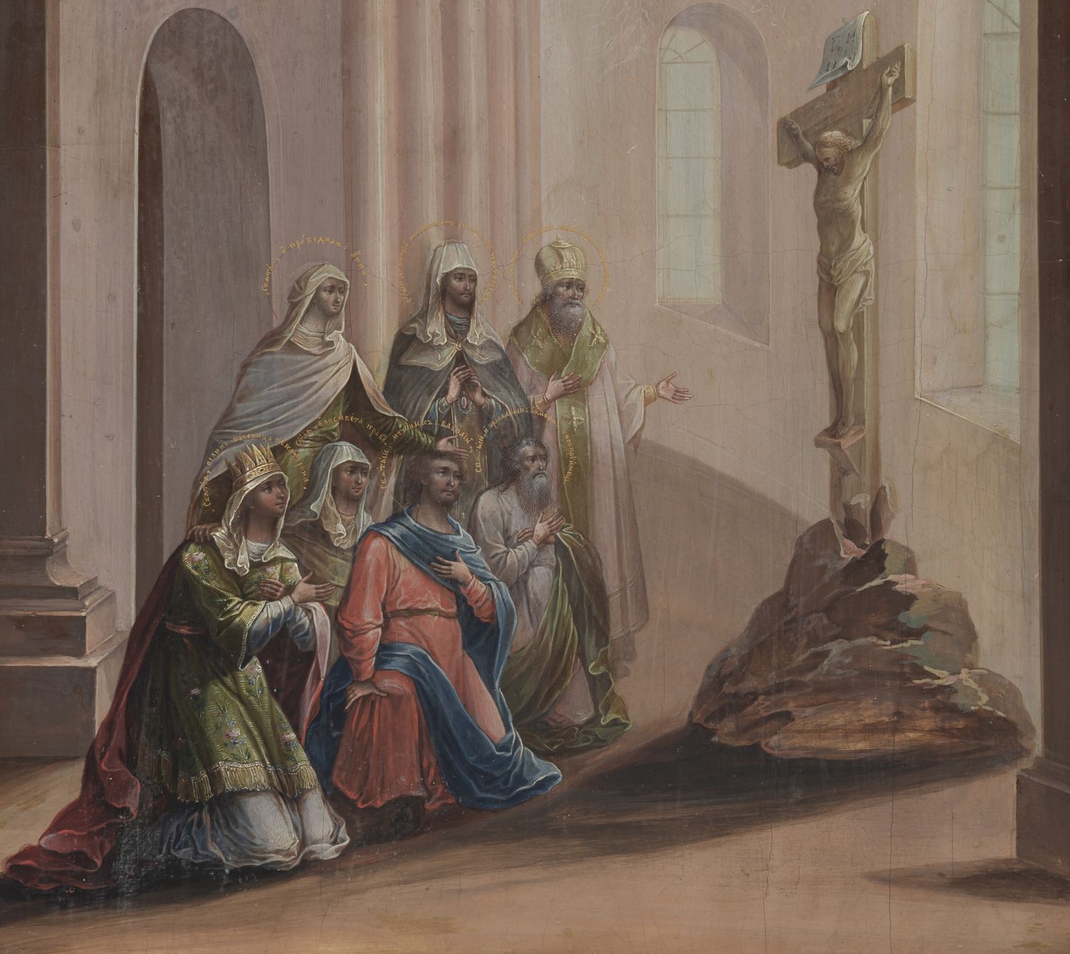 Икона «Избранные Святые перед распятием».
Санкт-Петербург, начало XIX в.