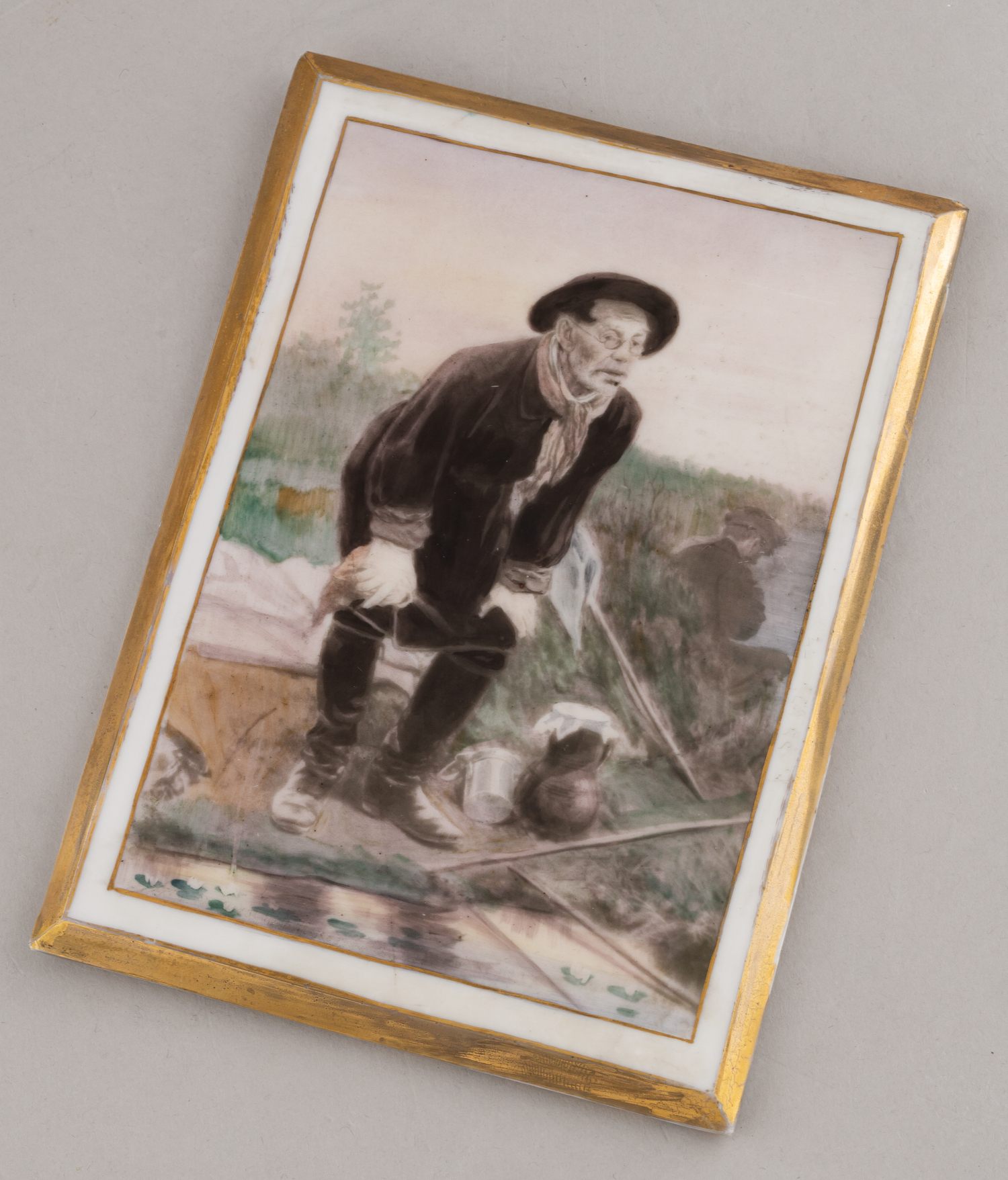 (В.Г. Перов)  Пласт «Рыболов». Россия, по оригиналу картины В.Г. Перова (1871), конец XIX века.