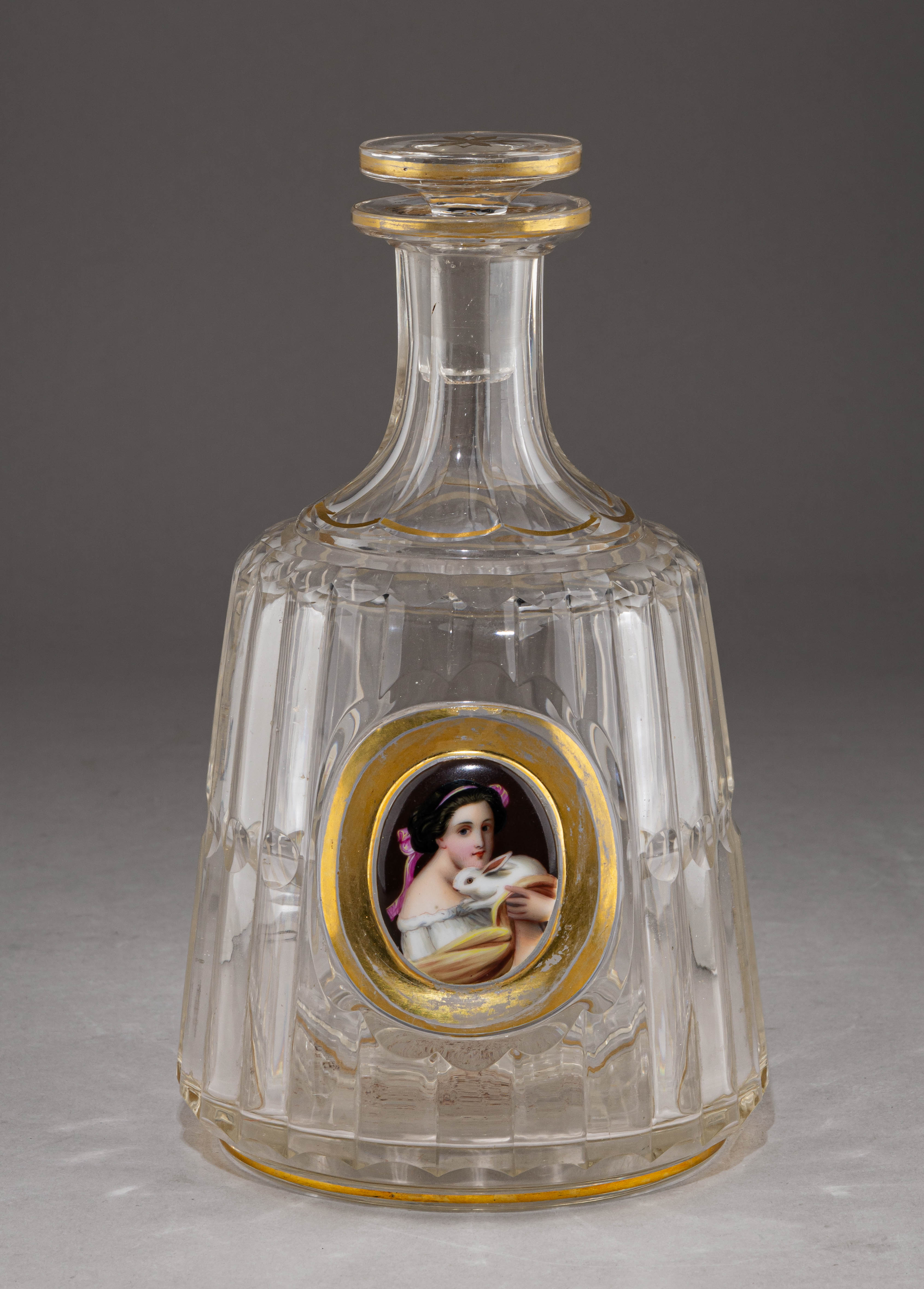 Графин и стакан с портретами красавиц. 
Россия(?), середина XIX века.