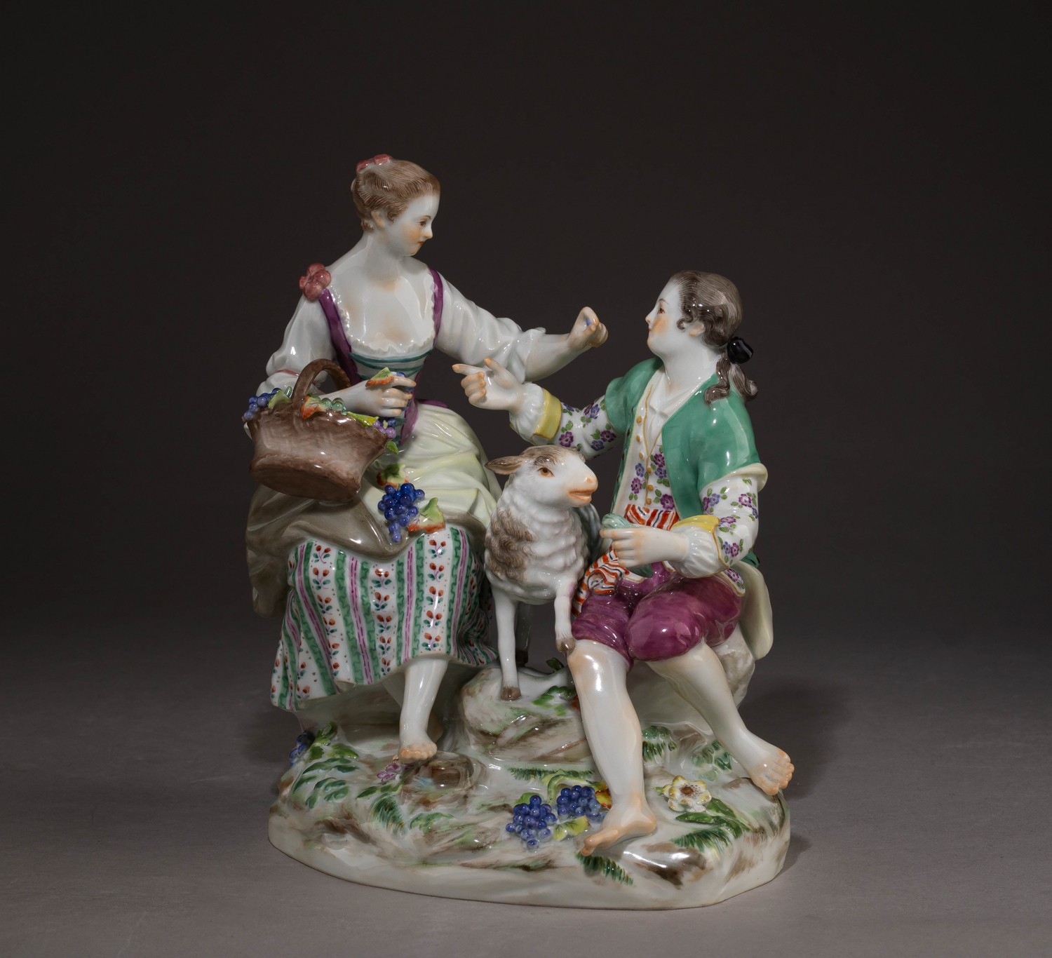 (Мейсен. В. Асье) Скульптура «Пастораль. Пастухи». Германия, Мейсенская фарфоровая мануфактура, автор модели Мишель-Виктор Асье (1769), 1860-1924.