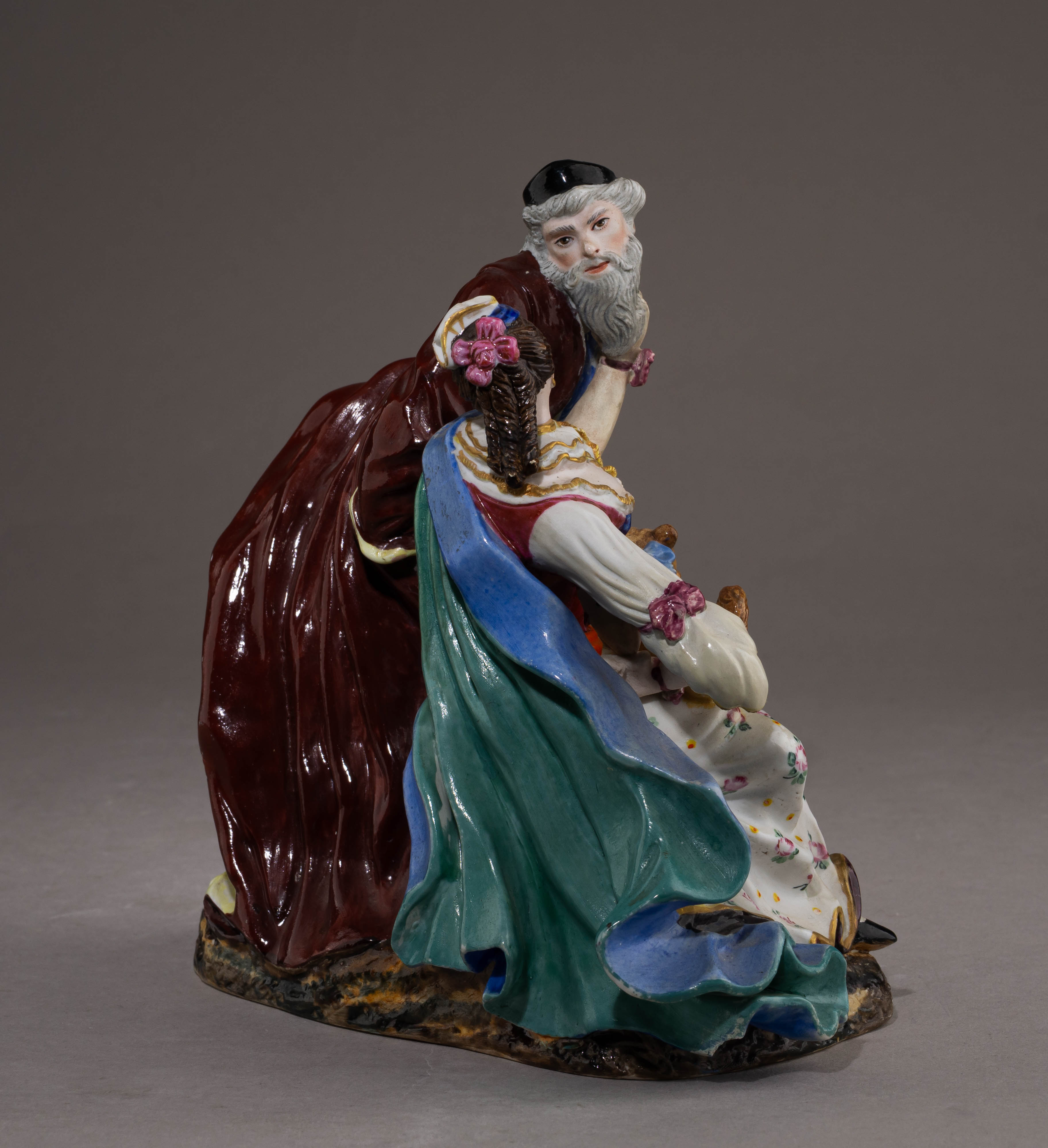 (С экспертизой) Скульптура «Коломбина и Панталоне». Россия, Завод А.Г. Попова, середина XIX века.  По модели скульптора И.И. Кендлера (1741)