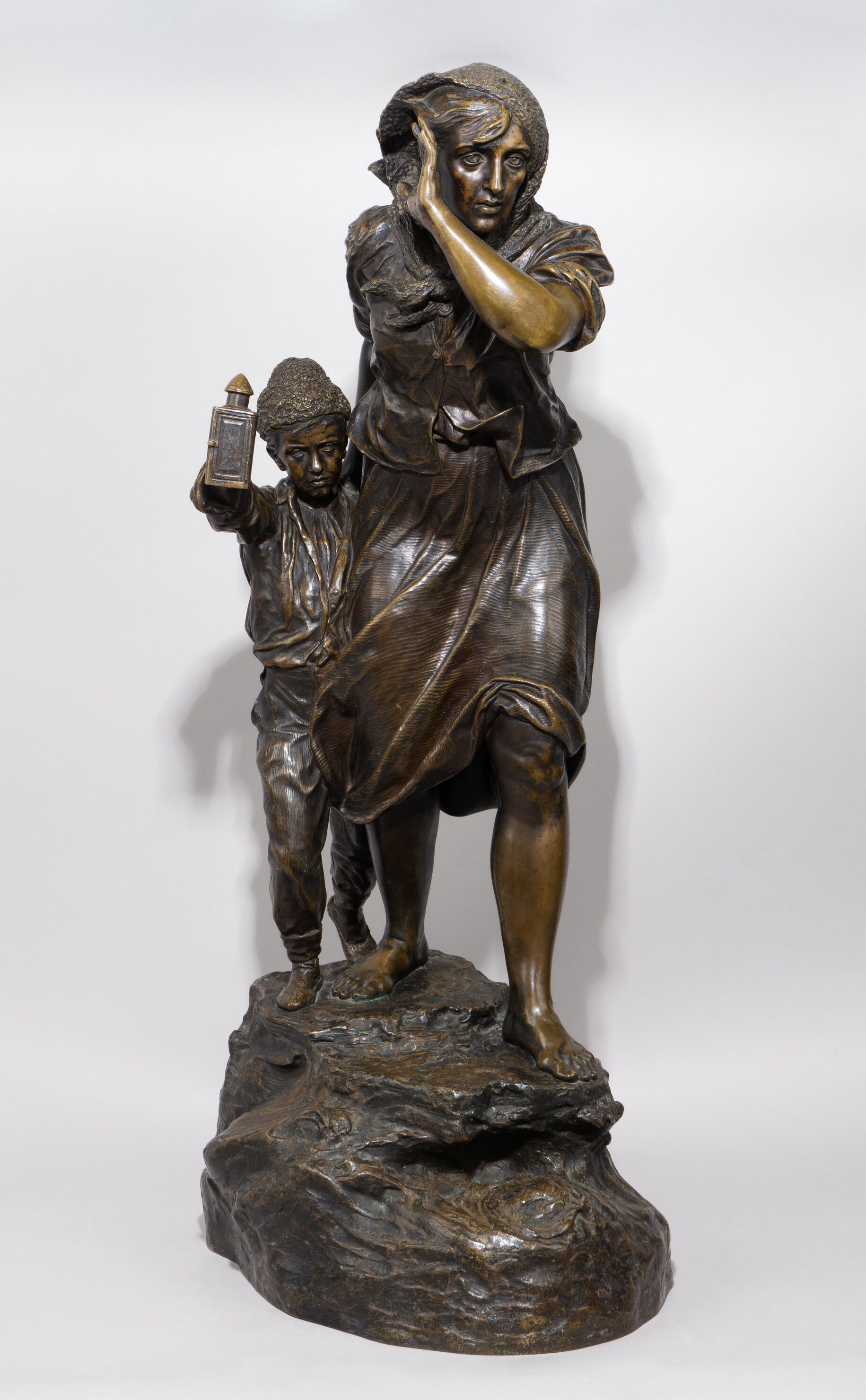 (82 см. А. Адамсон) Скульптура «Тревожное ожидание». Россия, скульптор - А. Адамсон, Завод художественной бронзы К.Ф. Верфеля, 1899.