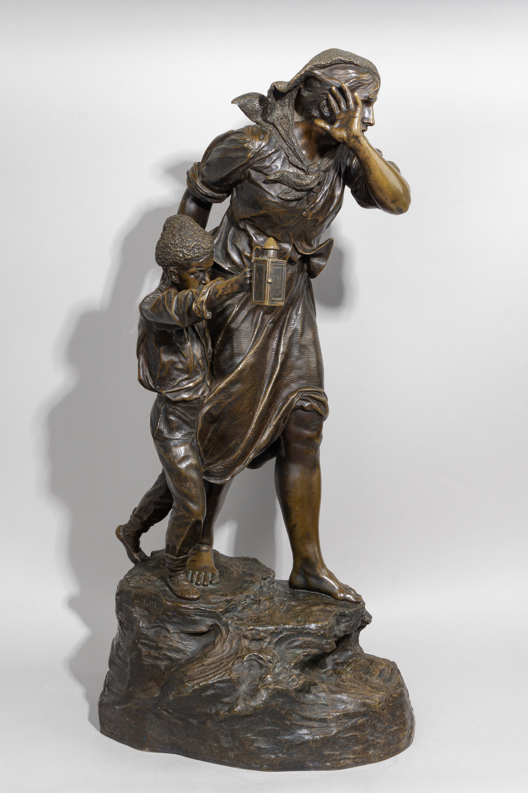 (82 см. А. Адамсон) Скульптура «Тревожное ожидание». Россия, скульптор - А. Адамсон, Завод художественной бронзы К.Ф. Верфеля, 1899.