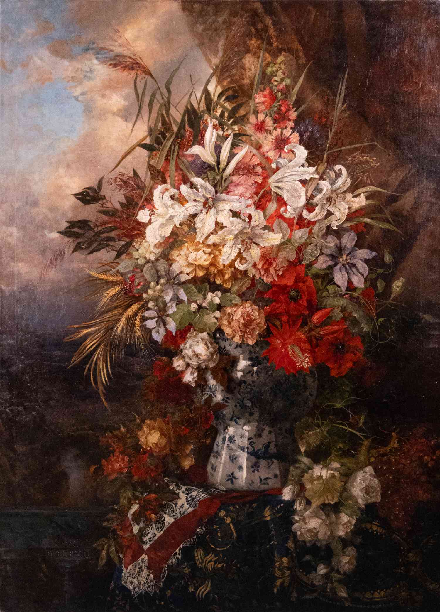 Эрнест Прэер (Ernest Preyer) (1842 - 1917). Натюрморт с цветами. Германия. 1886 г.