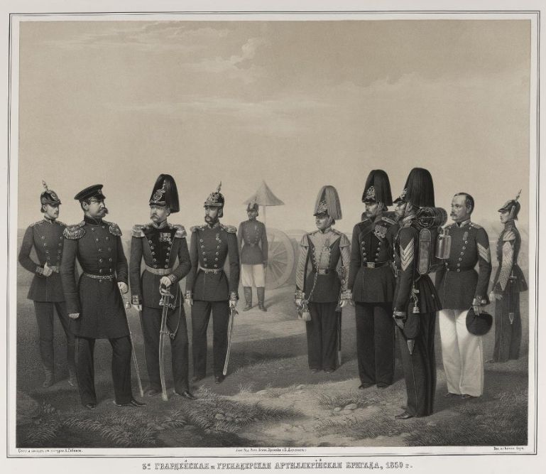 (Лейб-гвардии 3-я Артиллерийская бригада. Орден Святого апостола Андрея Первозванного)  Подносной альбом для фотографий с дарственной  «От сослуживцев лейб-гвардии по 3-й Артиллерийской бригаде 1870–1900».
 Санкт-Петербург, мастерская по производству серебрянно-чеканных изделий А.С. Брагина,  1900 год.