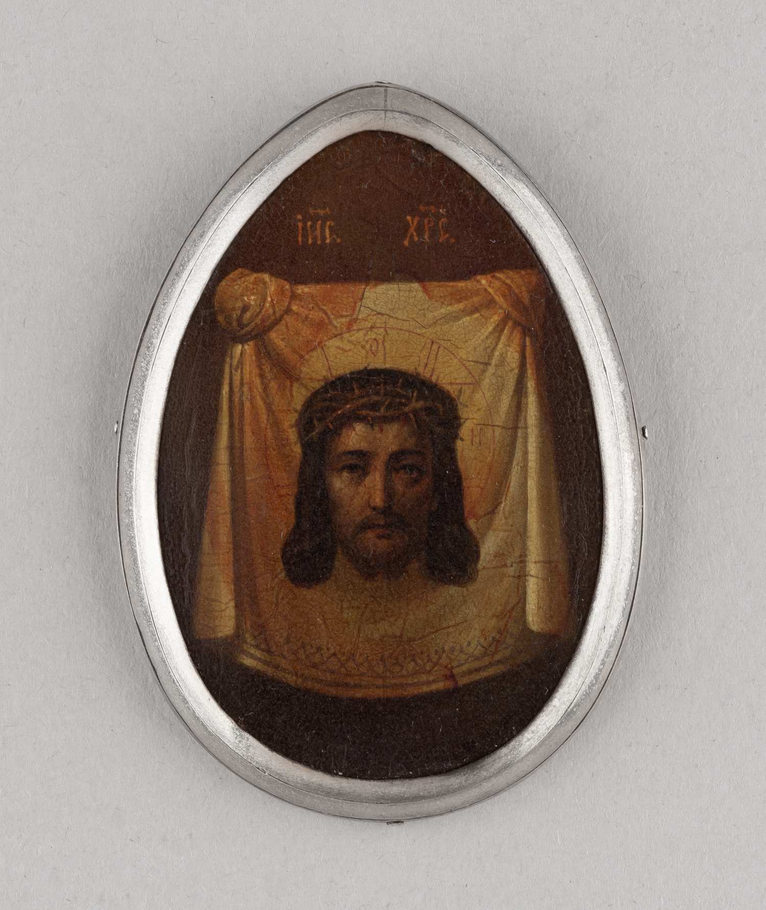 (Фаберже). Подарок к Пасхе. Икона «Спаситель в терновом венце».
Москва, фирма  Поставщика двора Фаберже, 1880-1890-е гг.