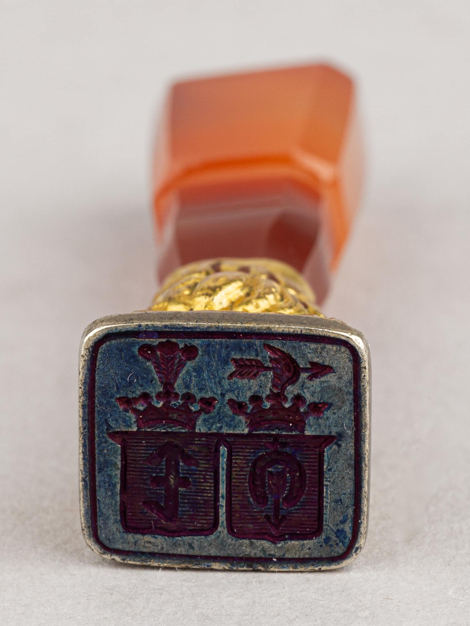 Марьяжная печать с гербами родов Одынец и Долэнга. Польша, конец XIX века.