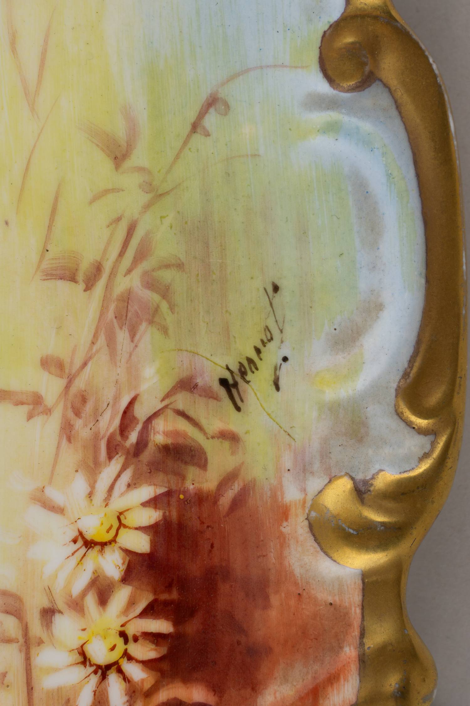 Большая настенная тарелка с изображением фазанов. Франция, Лимож, фабрика Coiffe Jeune,1891–1914 годы.