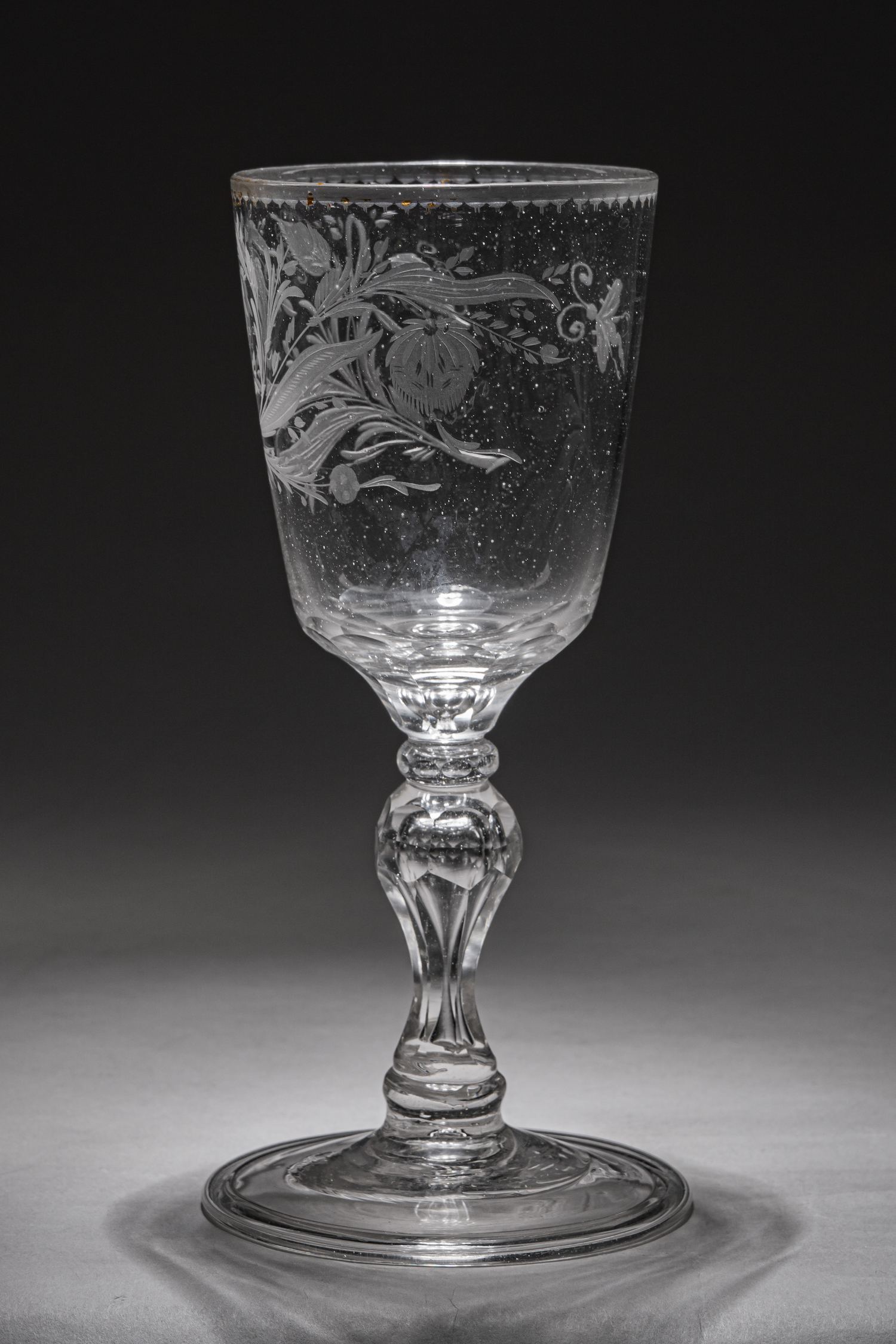 (С экспертизой) Бокал с флоральным узором. 
Россия, Завод Потемкина, 1780-е годы.