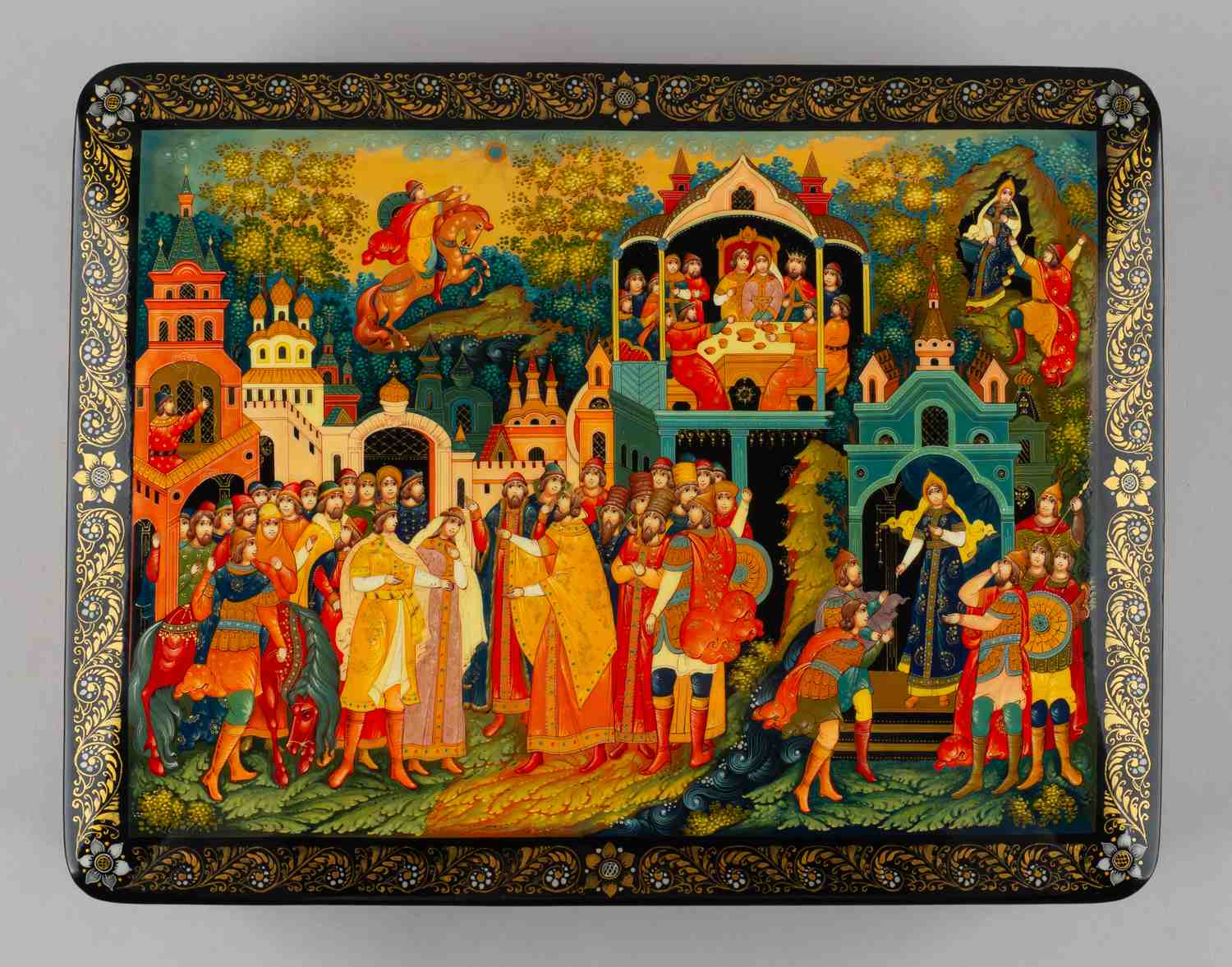 Собрание лаковой миниатюры. Восемь шкатулок и портсигар. СССР, Палех, Мстера, Холуй, Федоскино,1980-е-1990-е.