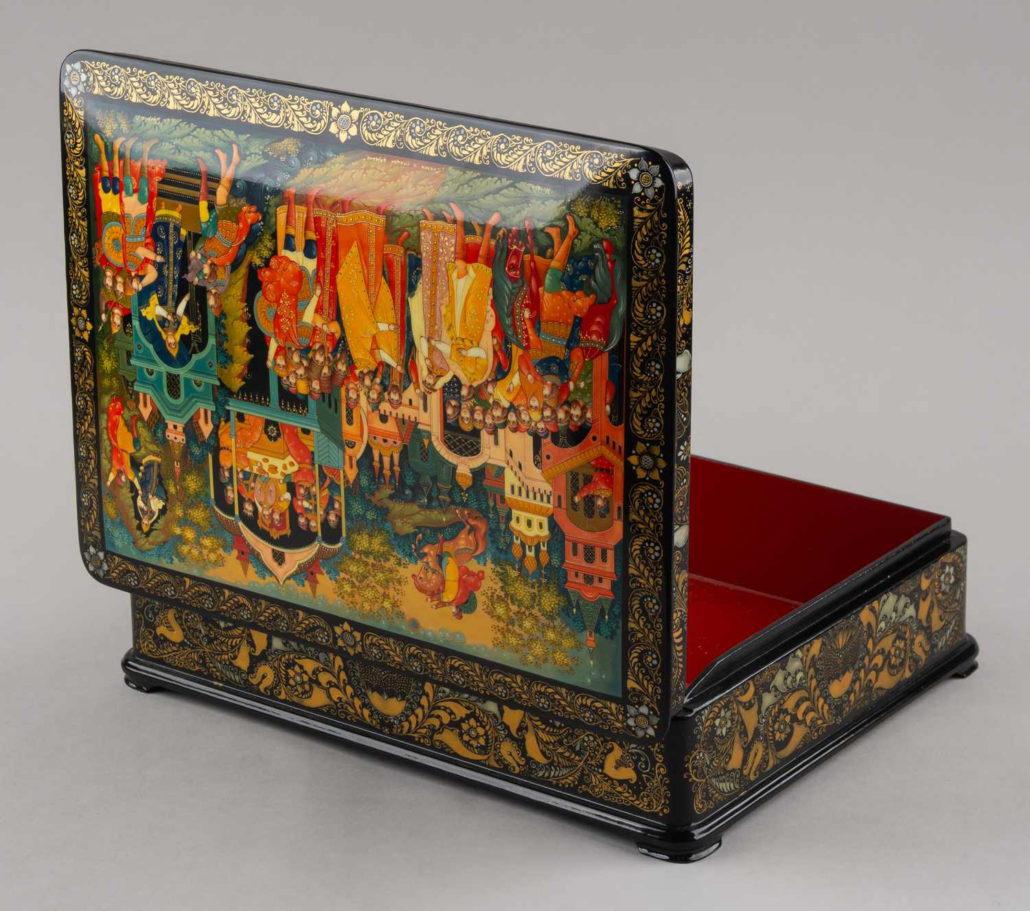Собрание лаковой миниатюры. Восемь шкатулок и портсигар. СССР, Палех, Мстера, Холуй, Федоскино,1980-е-1990-е.