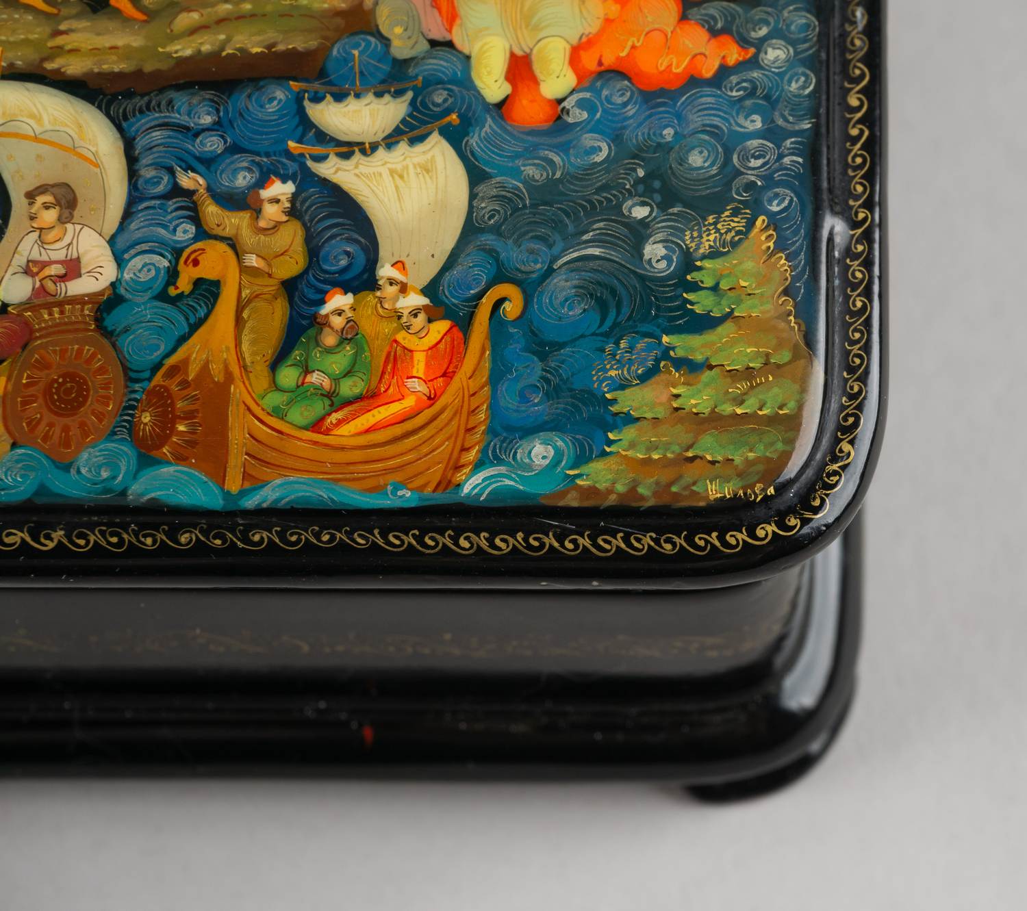 Собрание лаковой миниатюры. Восемь шкатулок и портсигар. СССР, Палех, Мстера, Холуй, Федоскино,1980-е-1990-е.