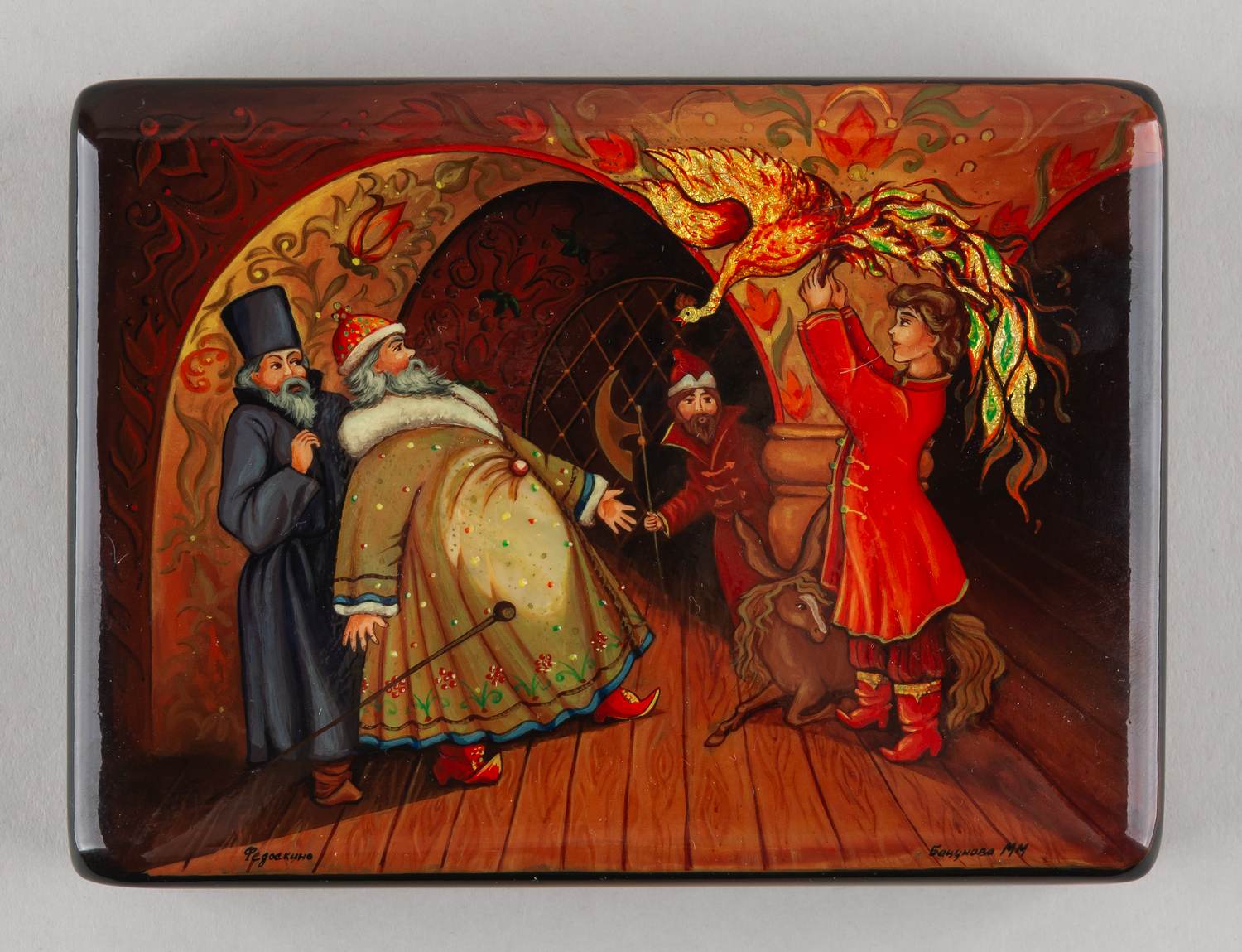 Собрание лаковой миниатюры. Восемь шкатулок и портсигар. СССР, Палех, Мстера, Холуй, Федоскино,1980-е-1990-е.