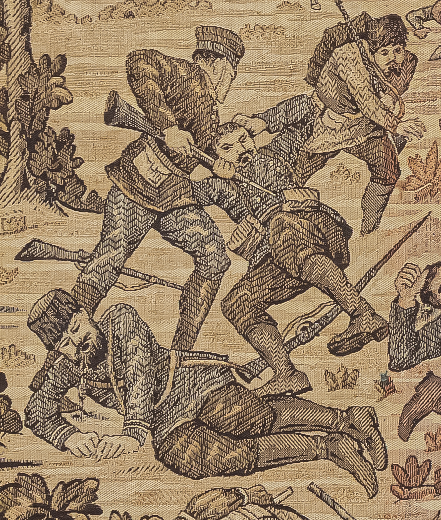 (Русско-японская война) Гобелен с батальной сценой русско-японской войны. Россия, 1900-е годы.