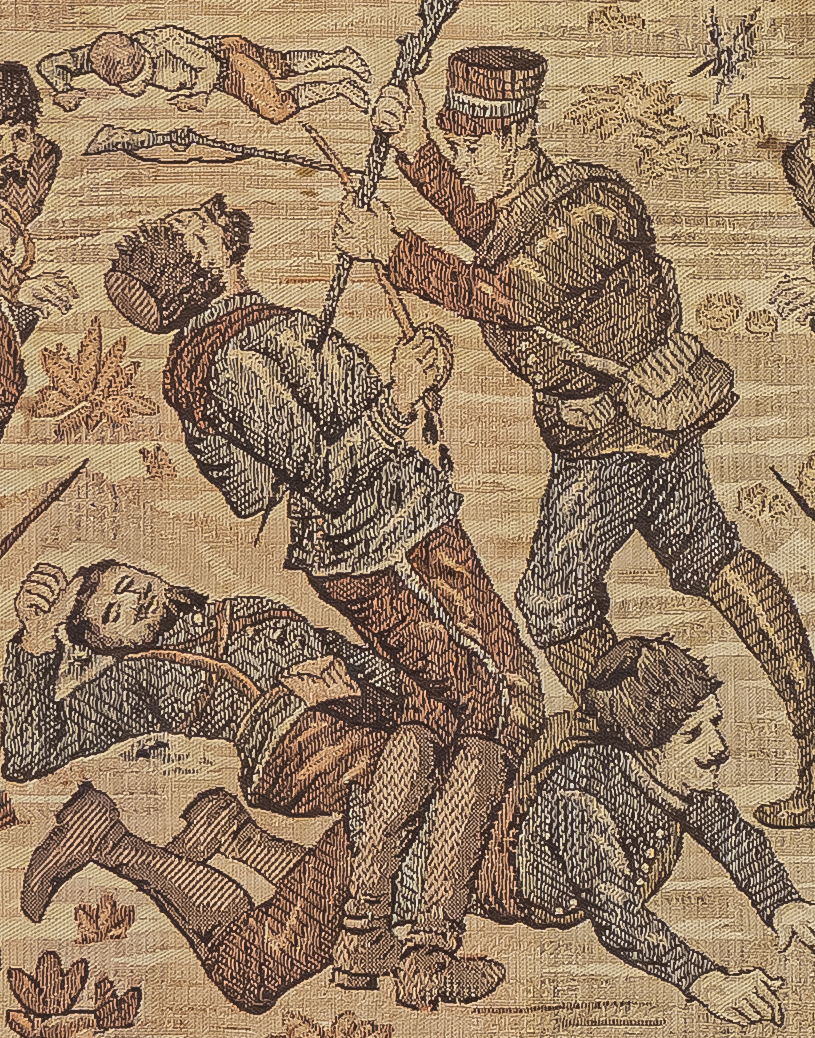 (Русско-японская война) Гобелен с батальной сценой русско-японской войны. Россия, 1900-е годы.